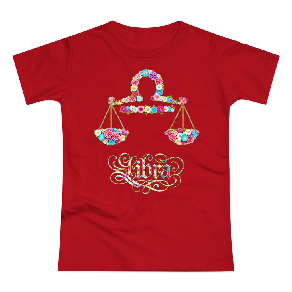 Waage: Frontprint, Womens' T-Shirt, florales Sternzeichen, Zodiac Astrologie (Libra)