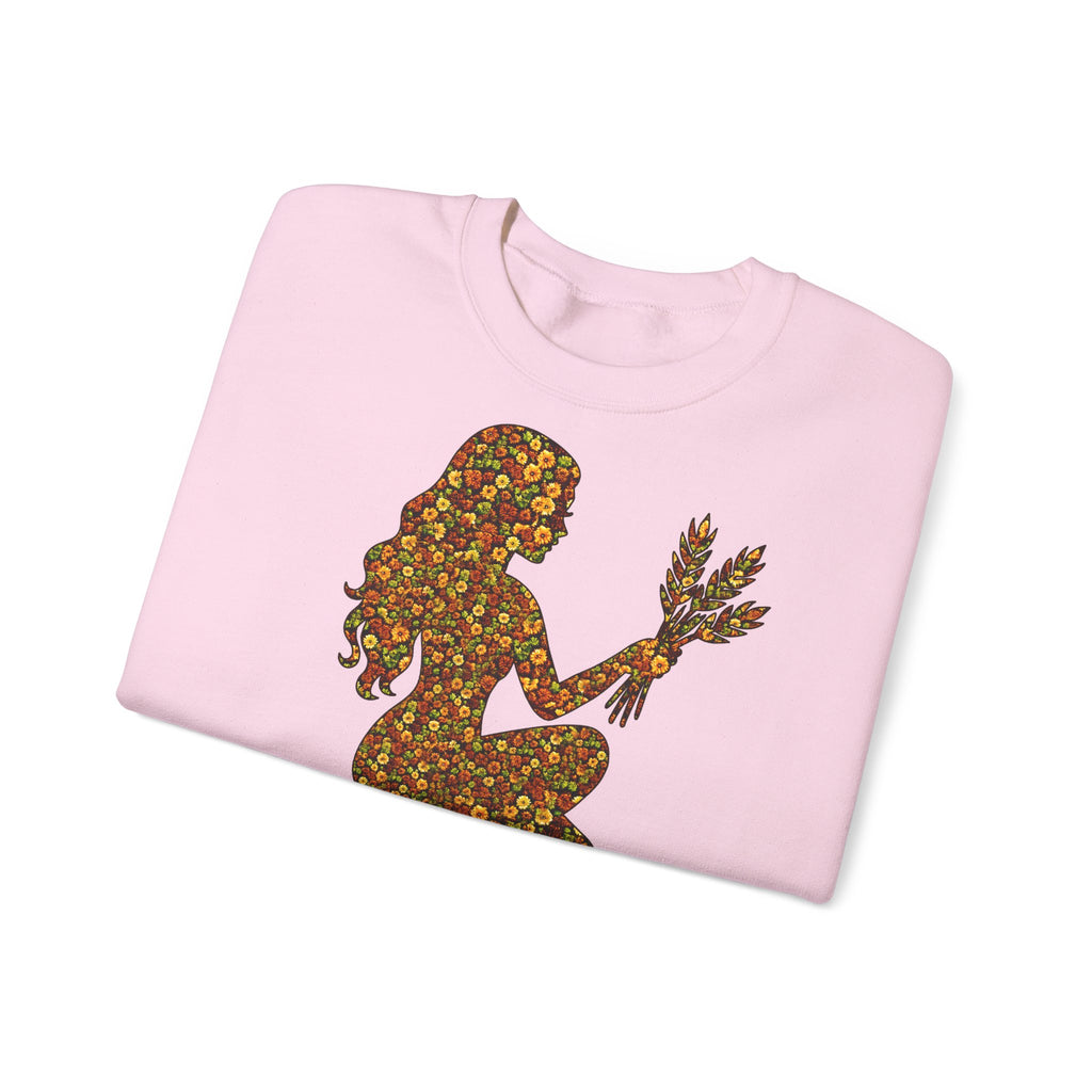 Jungfrau: Frontprint, Unisex Sweatshirt, florales Sternzeichen, Zodiac Astrologie (Virgo)