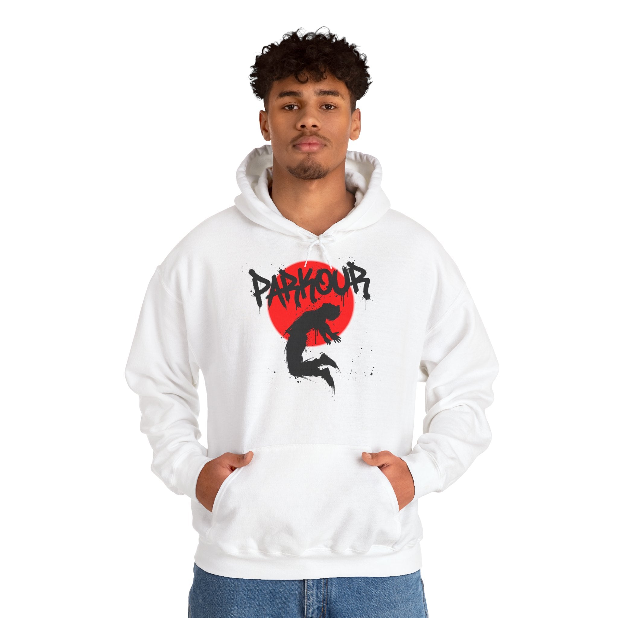 Parkour A: Frontprint, Unisex Hoodie - Urban Stunt Silhouette