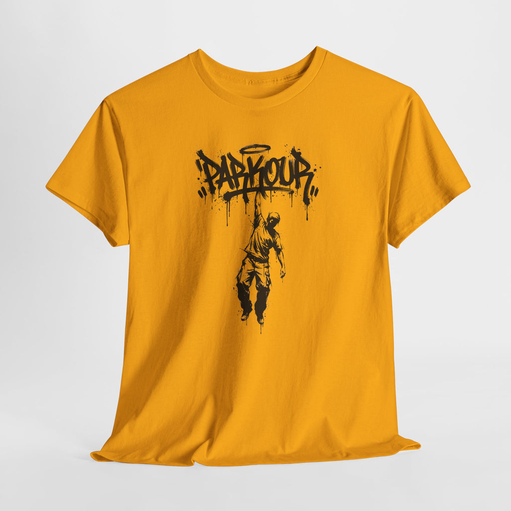 Parkour 04: Frontprint, Unisex T-Shirt - - Urban Stunt Silhouette Crewneck