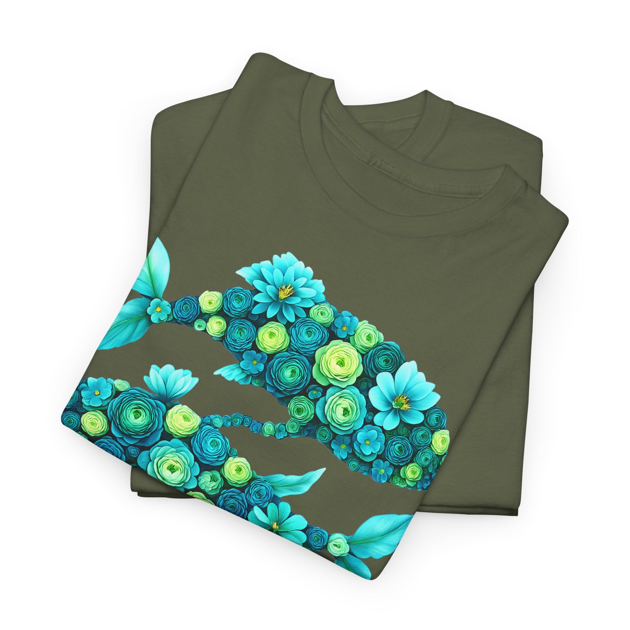 Fische: Frontprint, Unisex T-Shirt - Florales Sternzeichen Astrologie (Pisces)