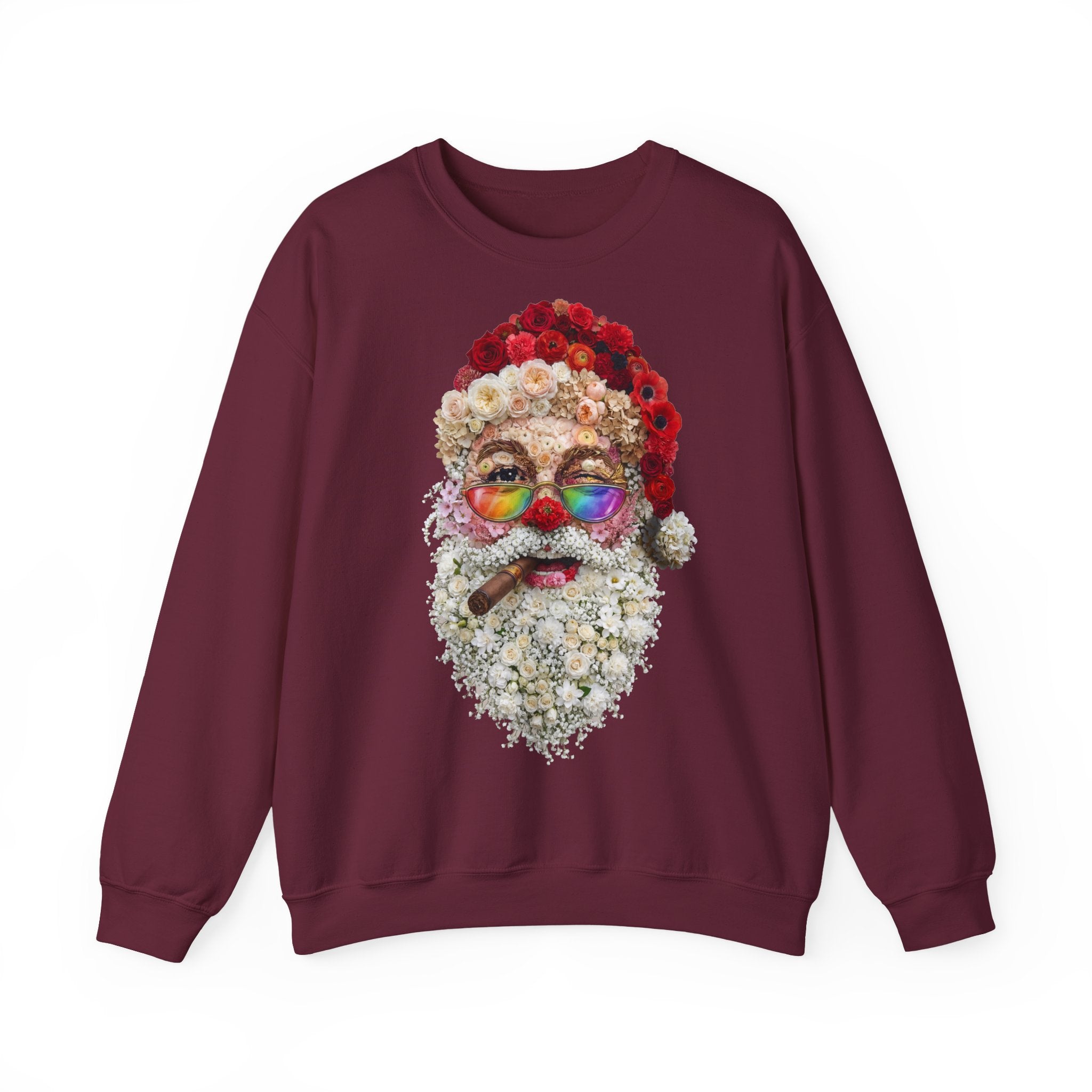 Blumen-Santa: Frontprint, Unisex Sweatshirt - Colorful Rainbow Glasses Floral