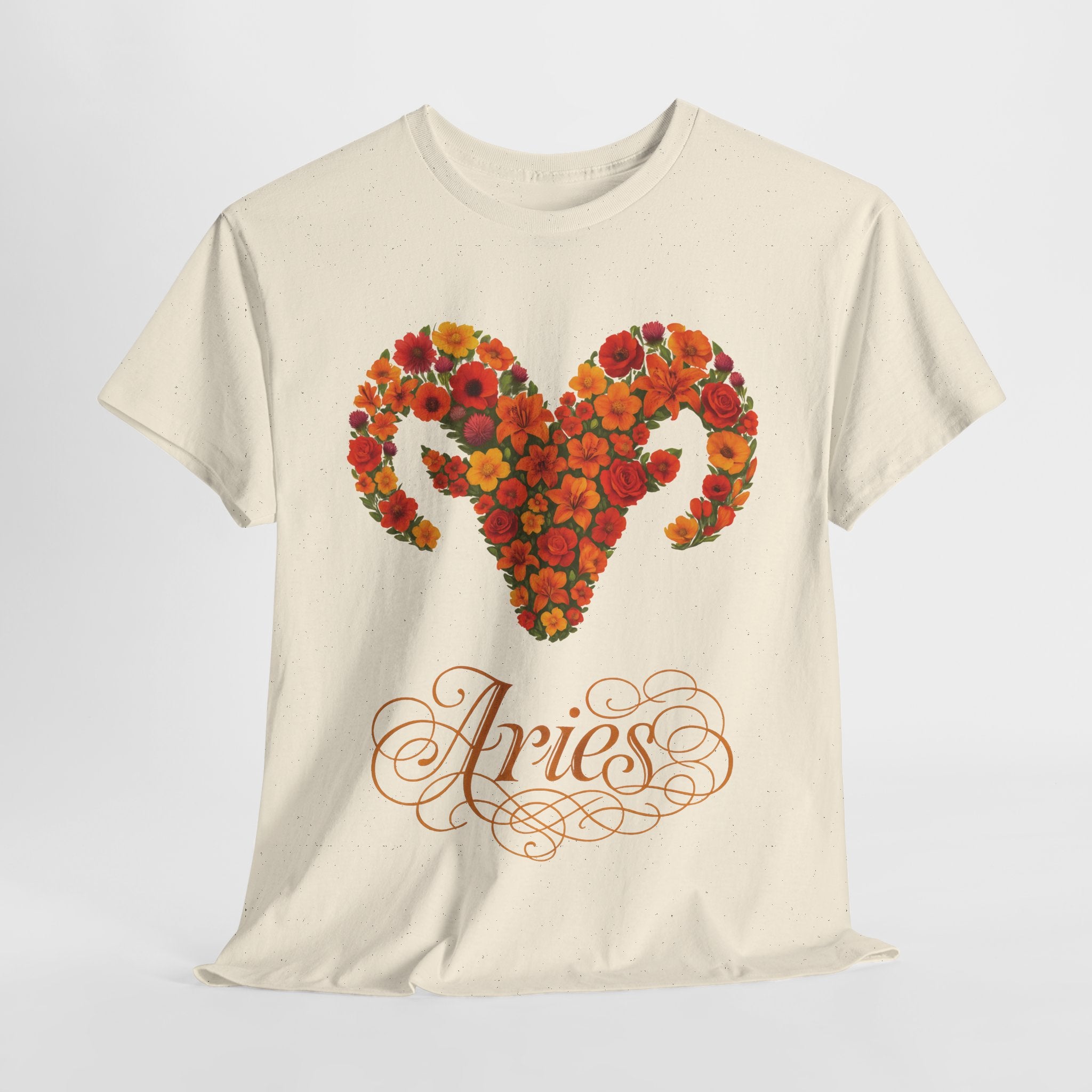 Aries Floral Zodiac Tee, Astrology Gift, Unisex Cotton T-Shirt, Horoscope Apparel, Birthday Gift, Celestial Fashion