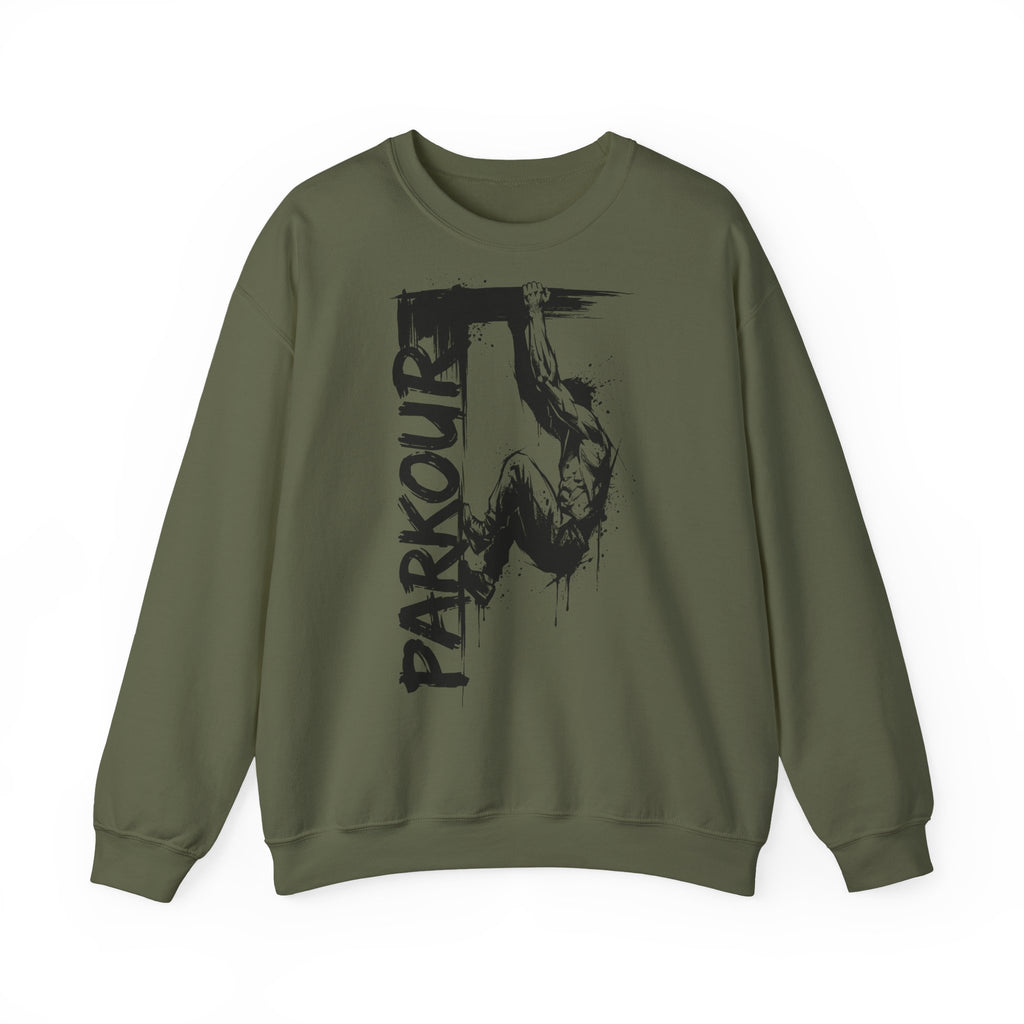 Parkour 08: Frontprint, Unisex Sweatshirt - Urban Stunt Silhouette Crewneck