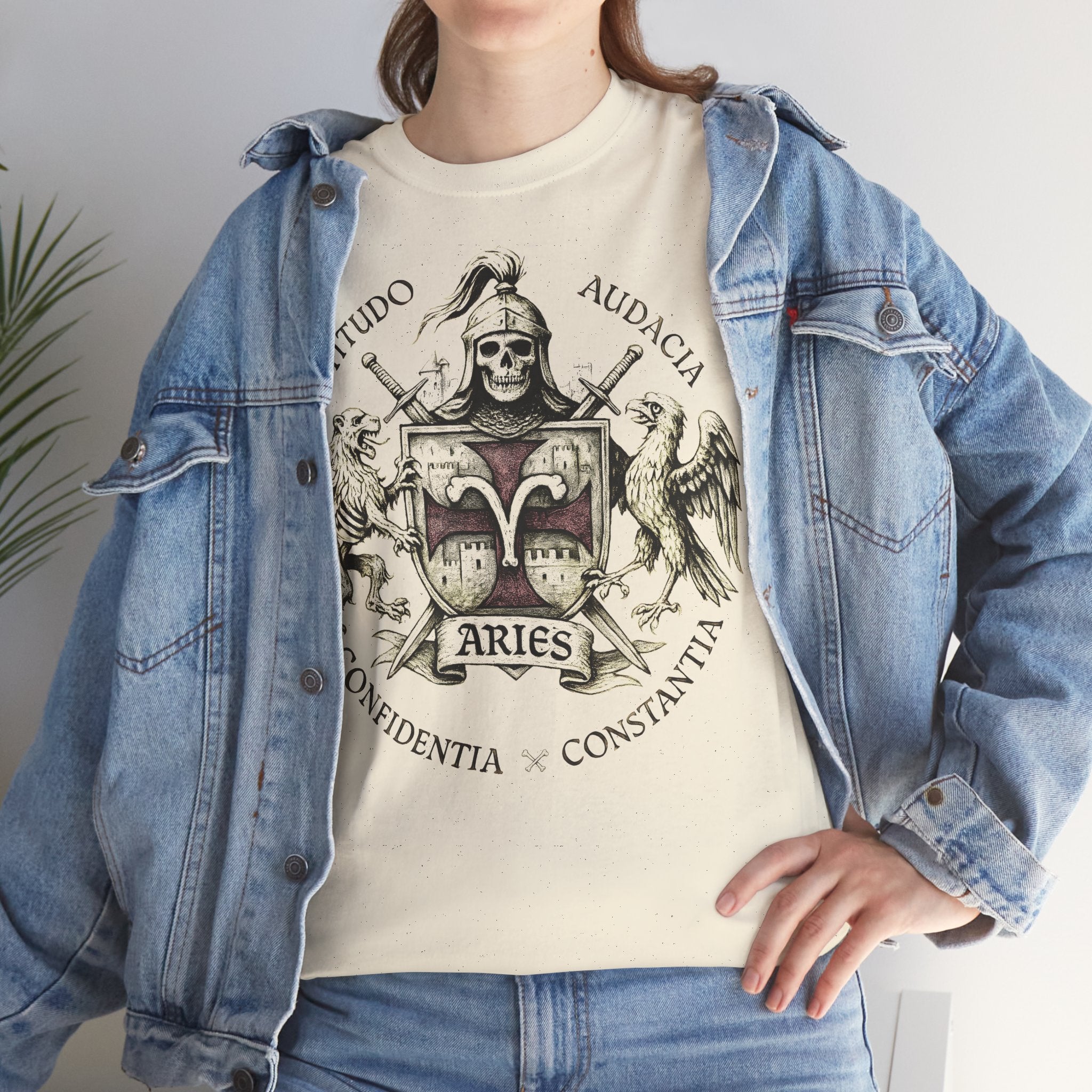 Widder: Frontprint, Unisex T-Shirt **Grimwater-Edition** Sternzeichen Astrologie (Aries)