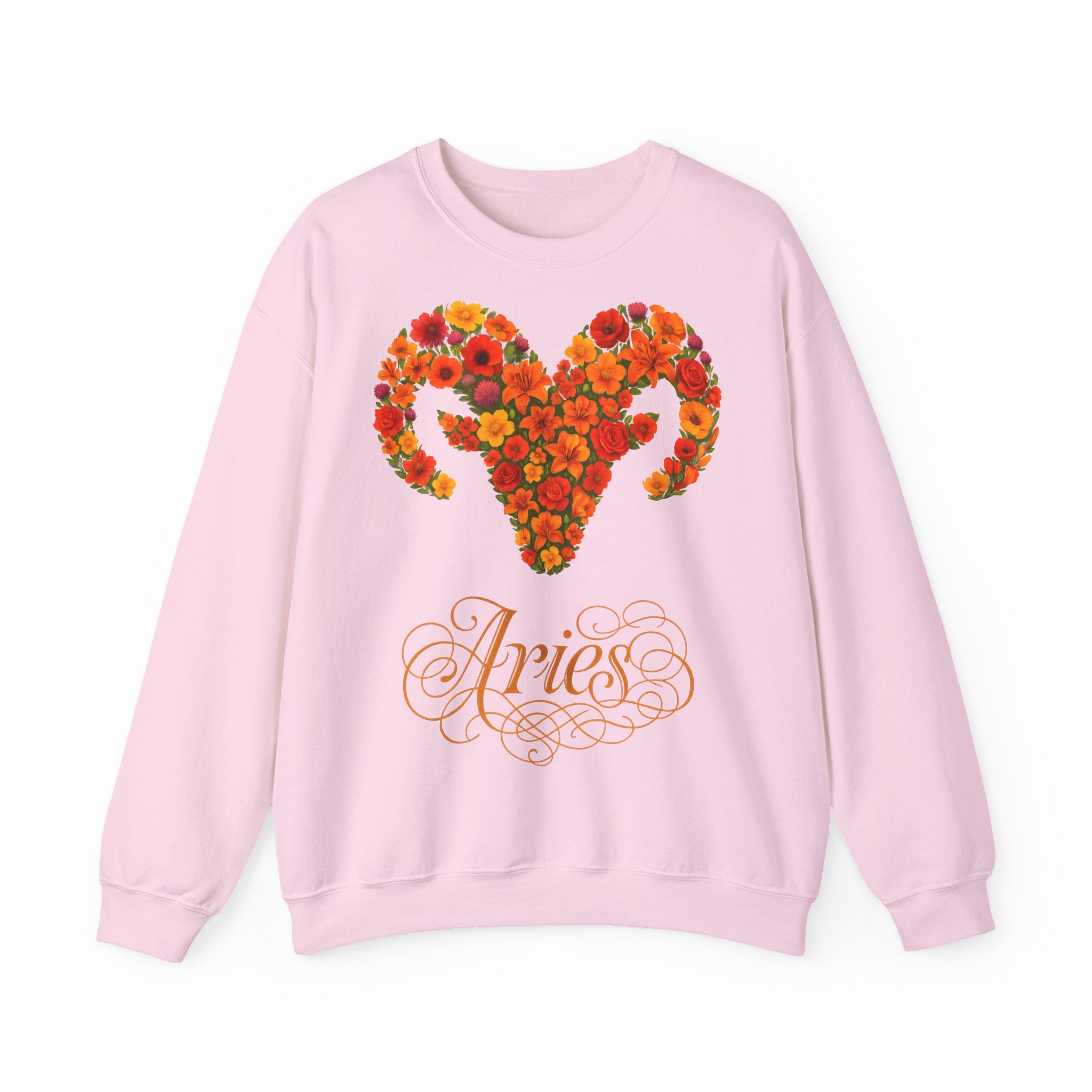 Widder: Frontprint, Unisex Sweatshirt, florales Sternzeichen, Zodiac Astrologie (Aries)