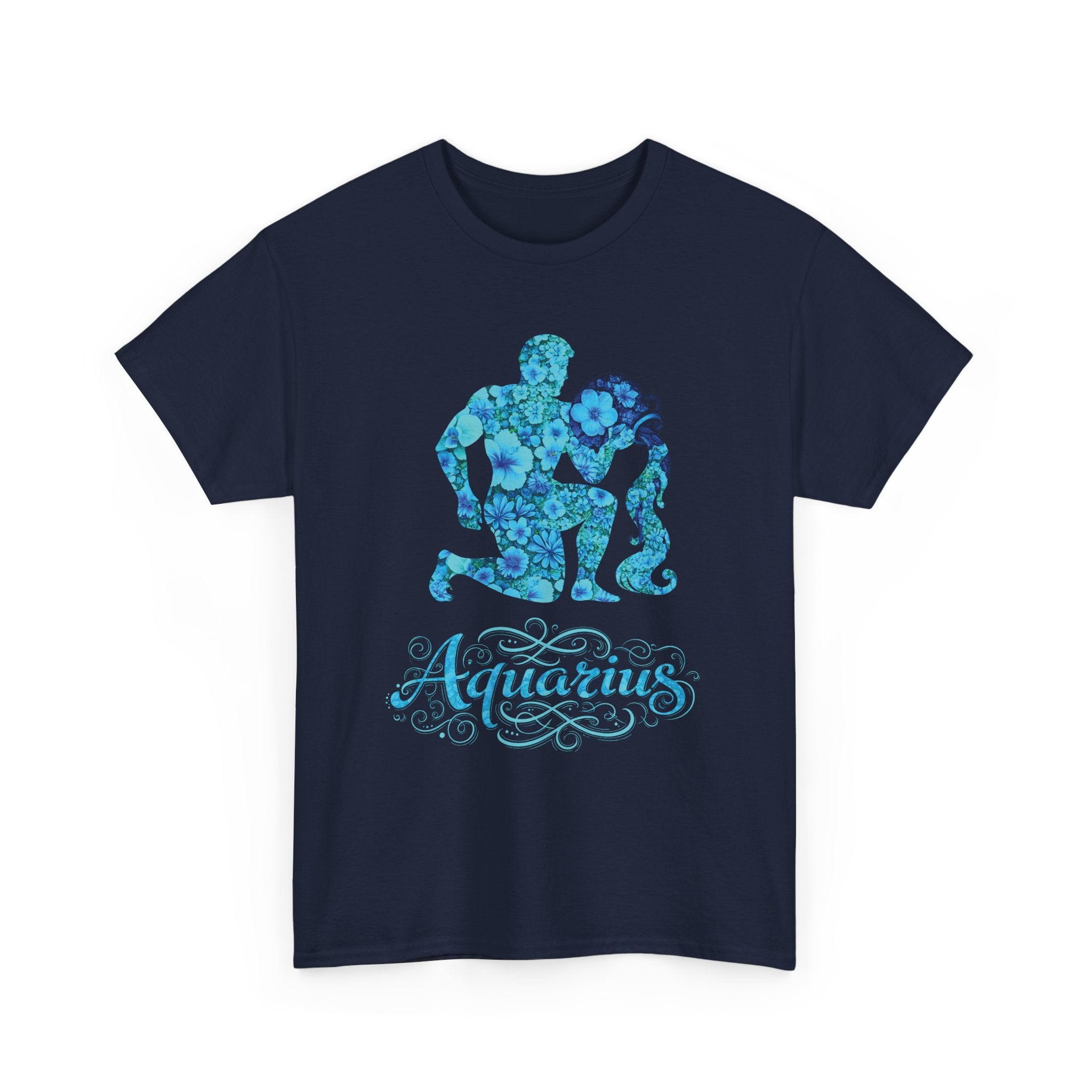 Aquarius Floral Zodiac Unisex Heavy Cotton Tee, Astrology Shirt, Horoscope Gift, Birthday Tee, Unique Astrology Apparel