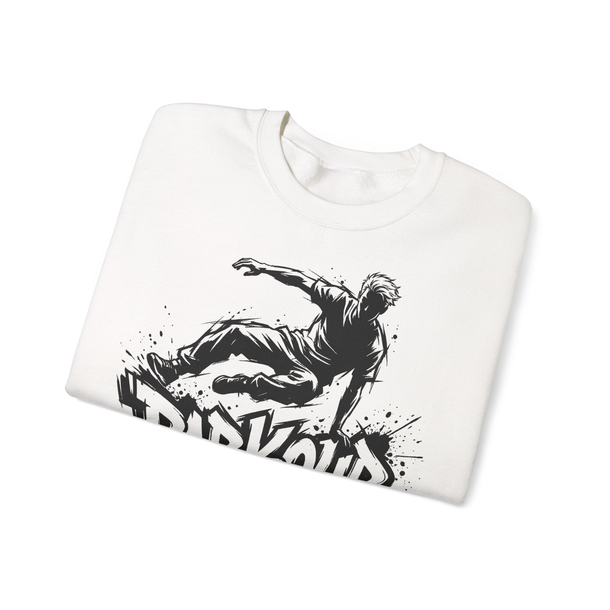 Parkour 07: Frontprint, Unisex Sweatshirt - Urban Stunt Silhouette Crewneck