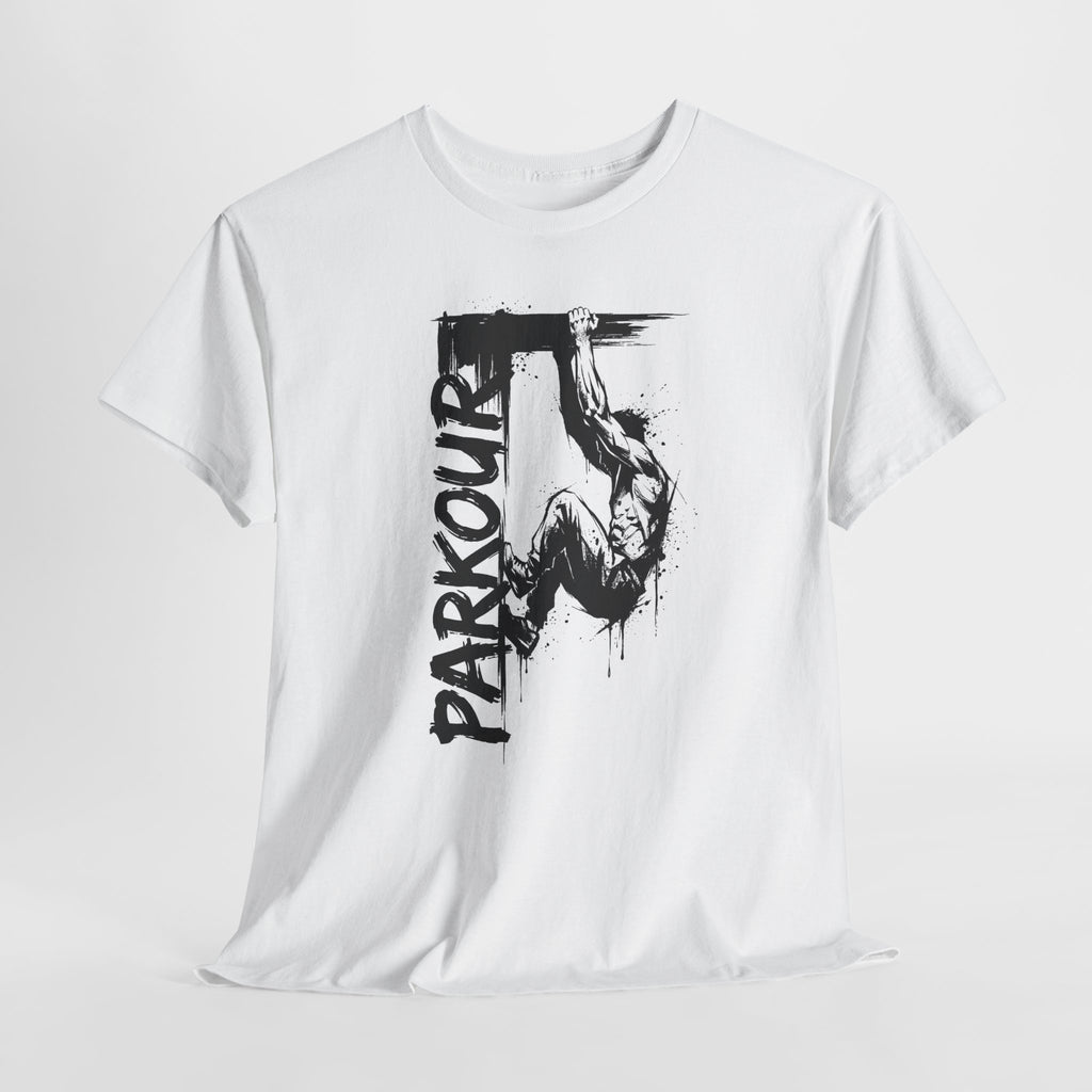 Parkour 08: Frontprint, Unisex T-Shirt - Urban Stunt Silhouette Crewneck