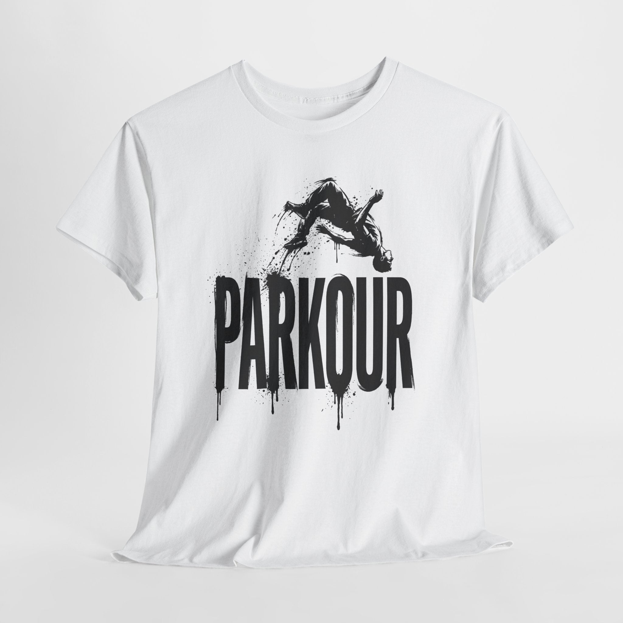 Parkour 06: Frontprint, Unisex T-Shirt - Urban Stunt Silhouette Crewneck
