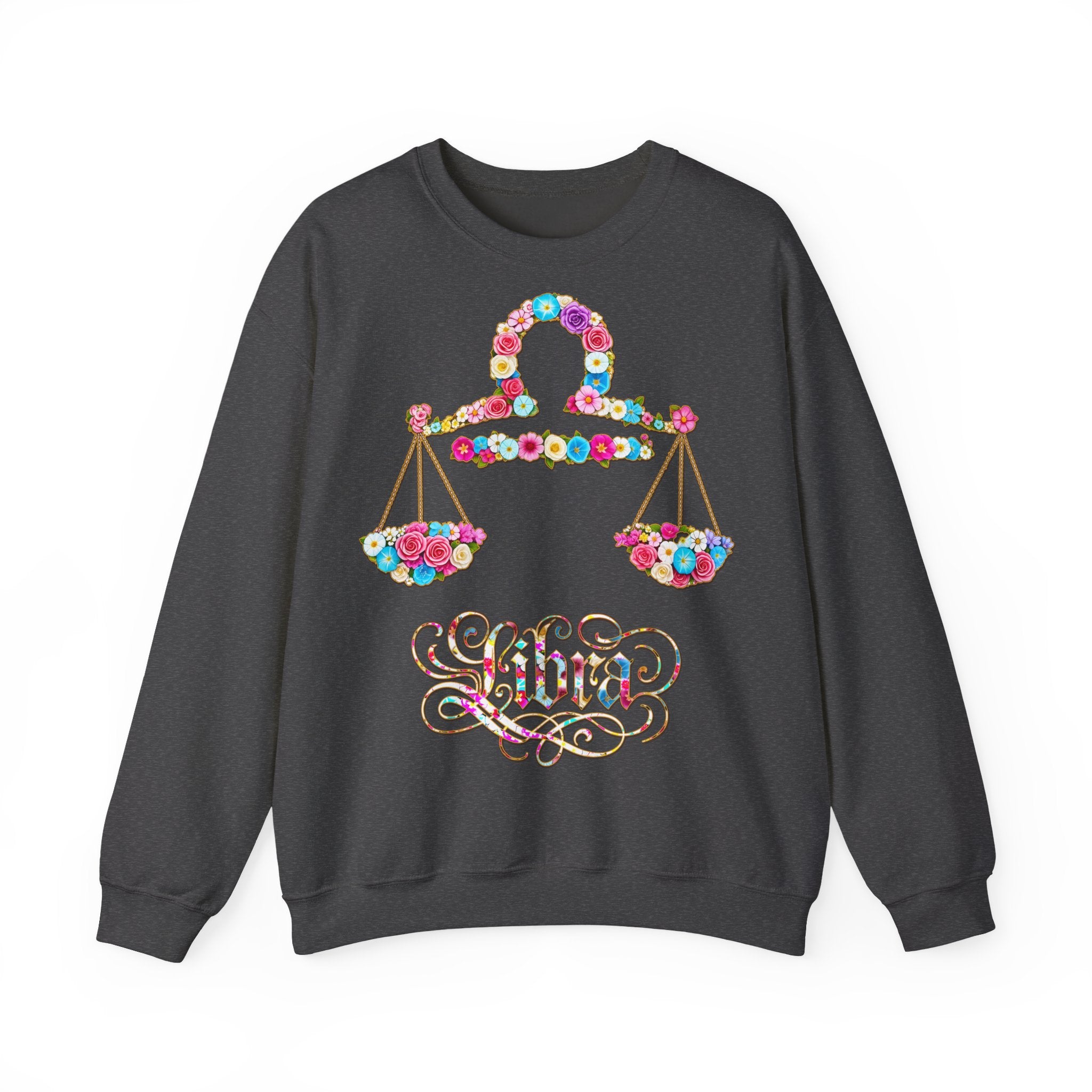 Waage: Frontprint, Unisex Sweatshirt, florales Sternzeichen, Zodiac Astrologie (Libra)