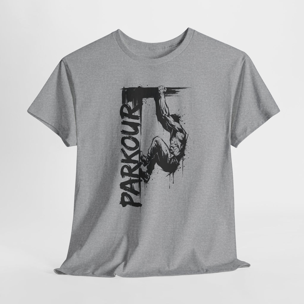 Parkour 08: Frontprint, Unisex T-Shirt - Urban Stunt Silhouette Crewneck