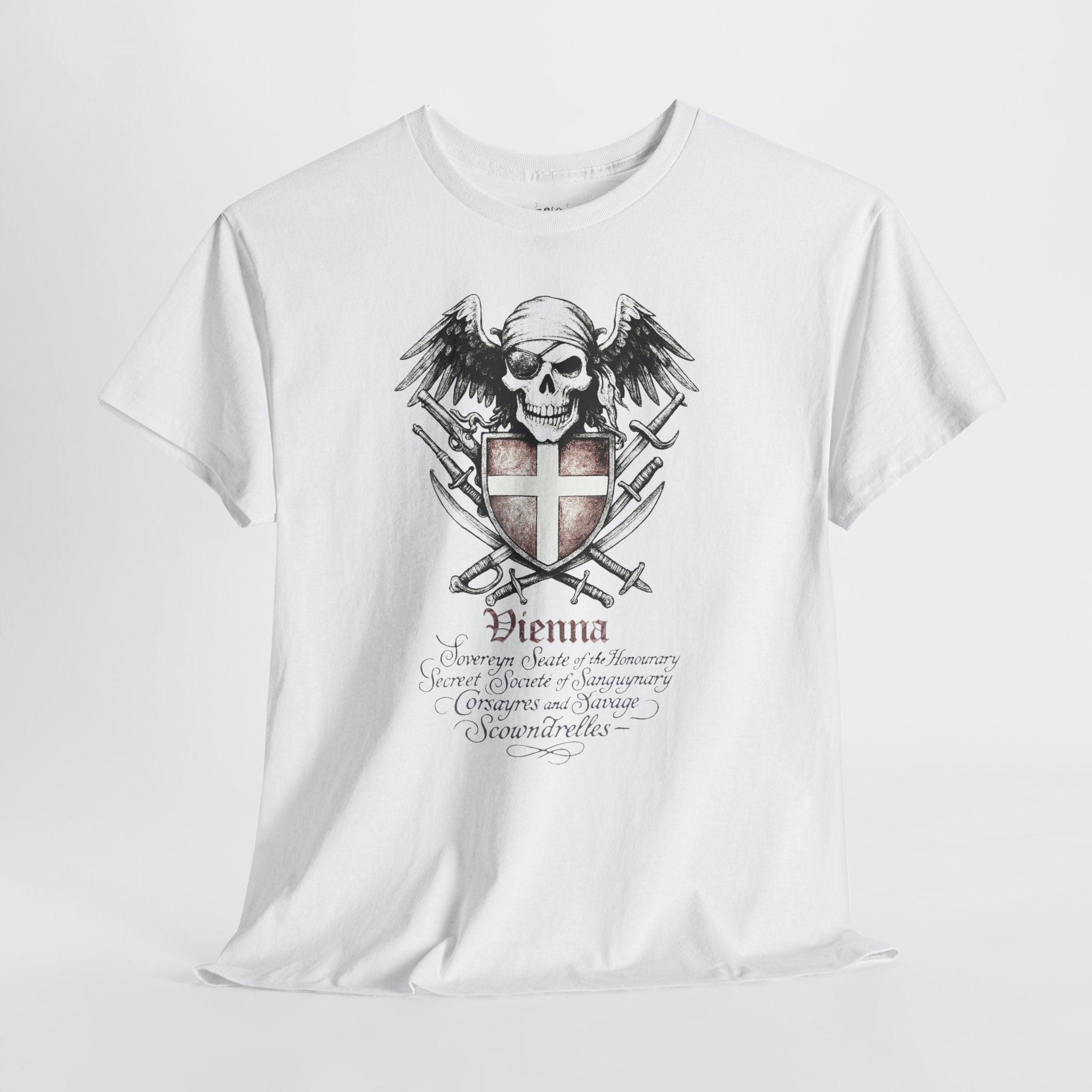 Grimwater Edition - Vienna, the sinister old headquarter of the Secret Society of bloodthirsty Pirates, Skull and Sword Gothic T-shirt