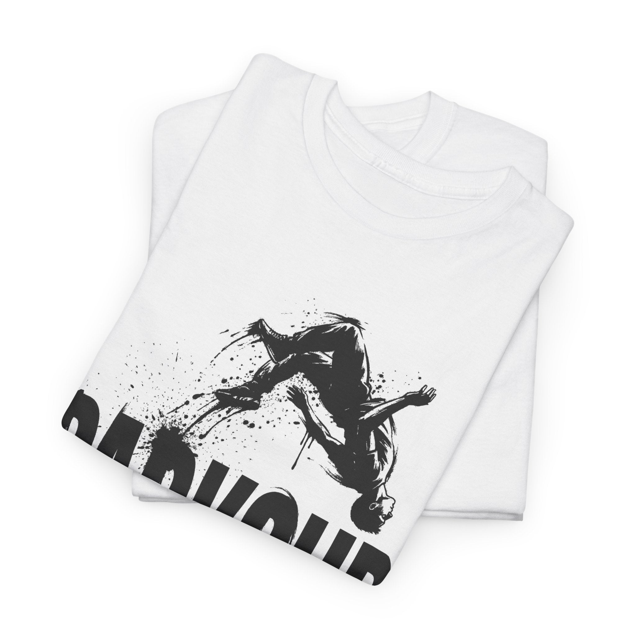Parkour 06: Frontprint, Unisex T-Shirt - Urban Stunt Silhouette Crewneck