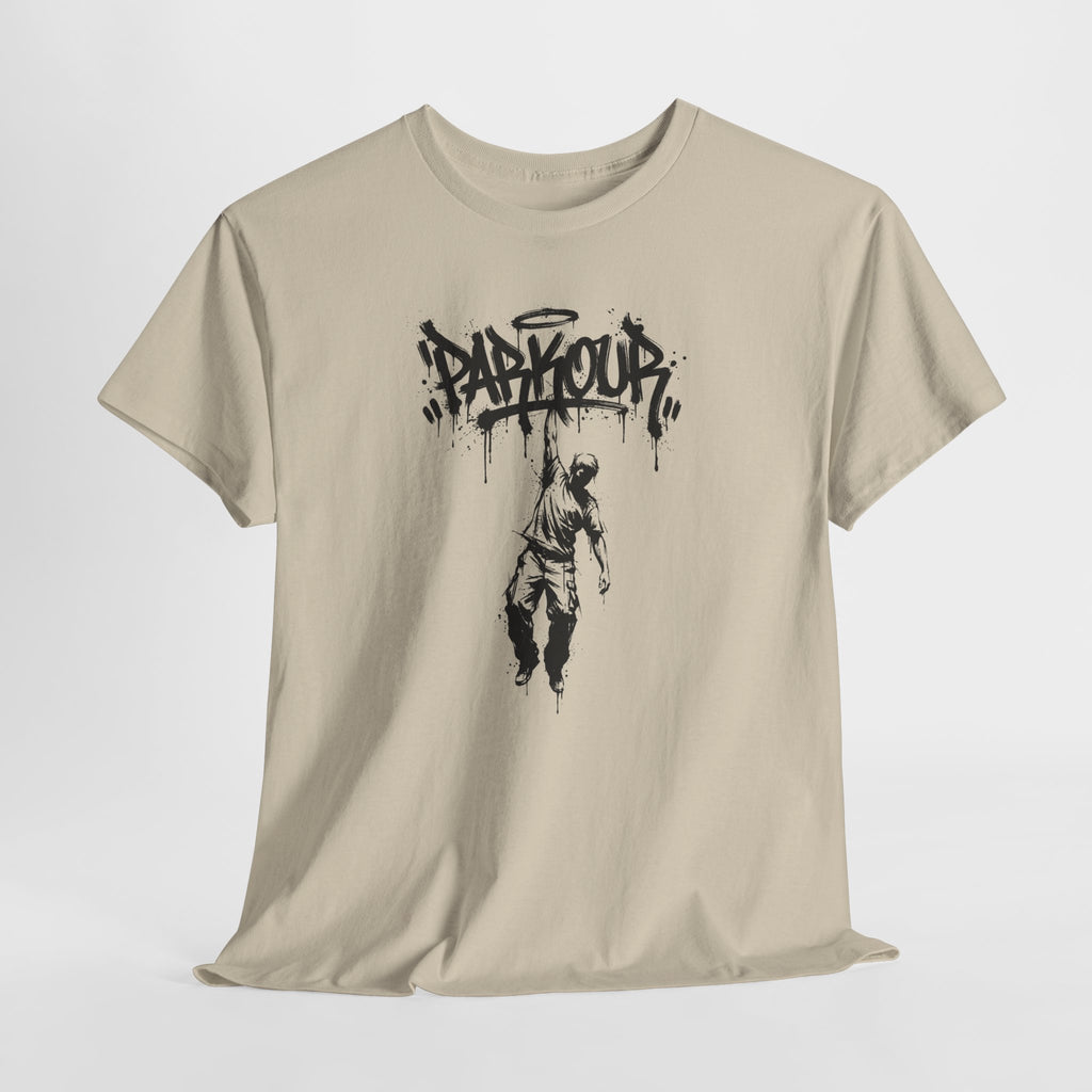 Parkour 04: Frontprint, Unisex T-Shirt - - Urban Stunt Silhouette Crewneck