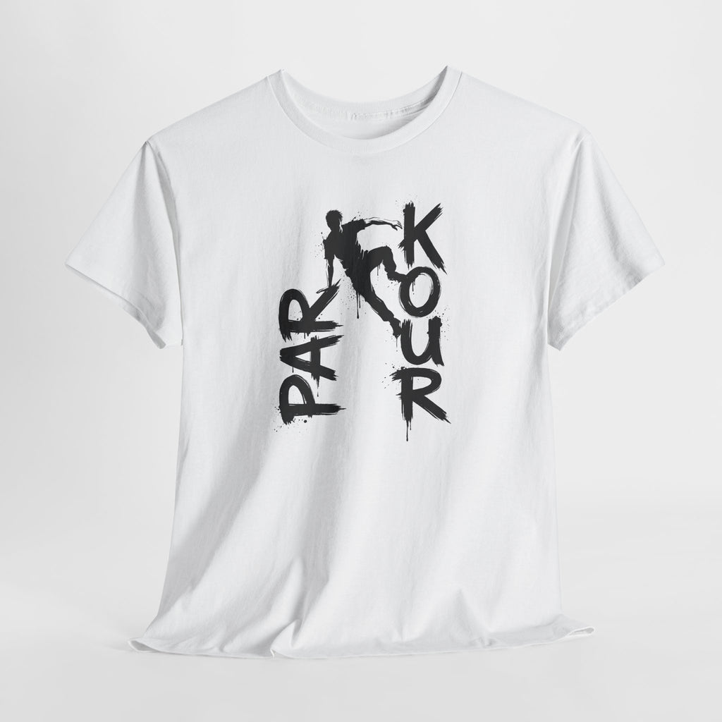 Parkour 11: Frontprint, Unisex T-Shirt - Urban Stunt Silhouette Crewneck