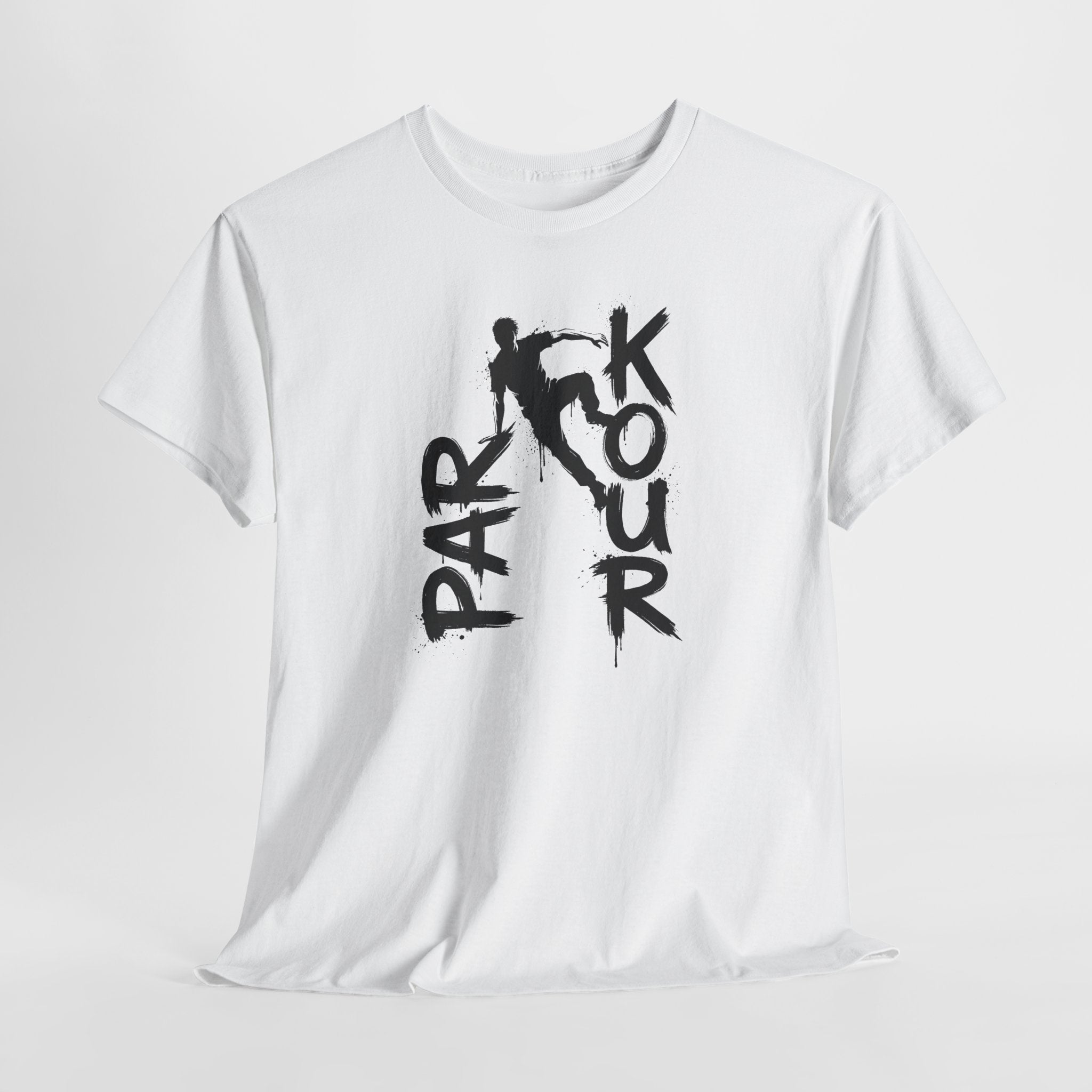 Parkour 11: Frontprint, Unisex T-Shirt - Urban Stunt Silhouette Crewneck