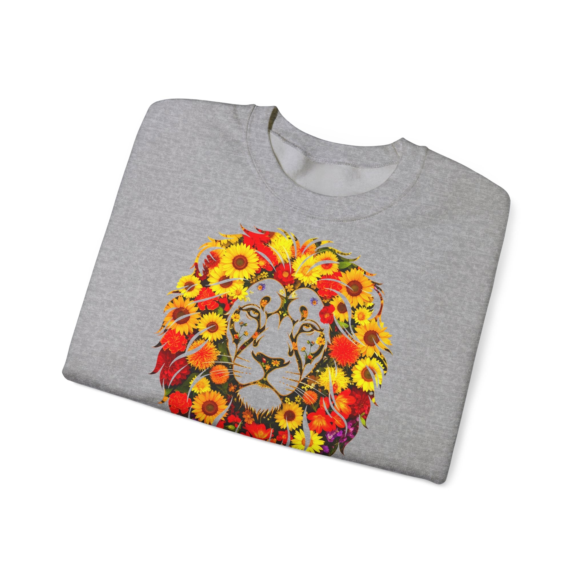 Löwe: Frontprint, Unisex Sweatshirt, florales Sternzeichen, Zodiac Astrologie (Leo)