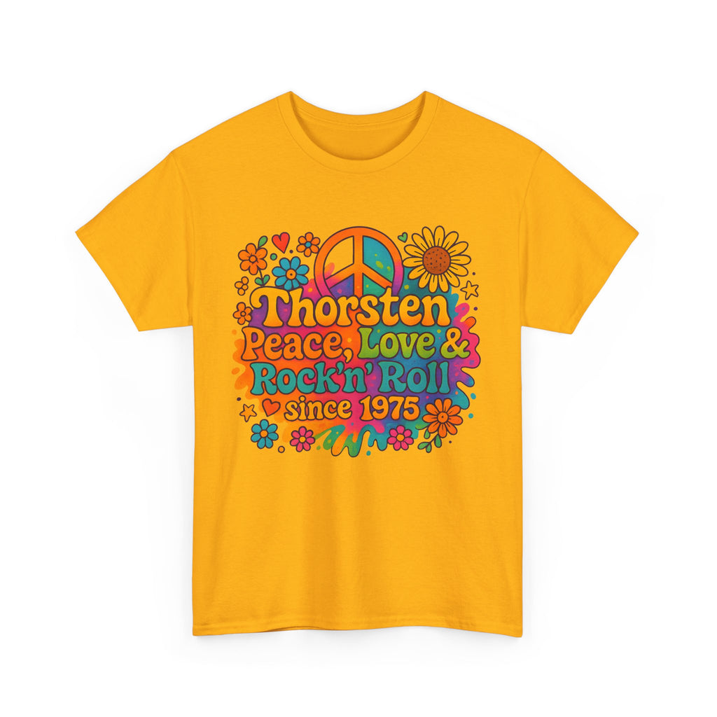 Thorsten, 1975, Retro Peace & Love Tee, Unisex Heavy Cotton Top, Vintage Rock'n'Roll Shirt, Music Lover Gift, 70s Inspired Fashion