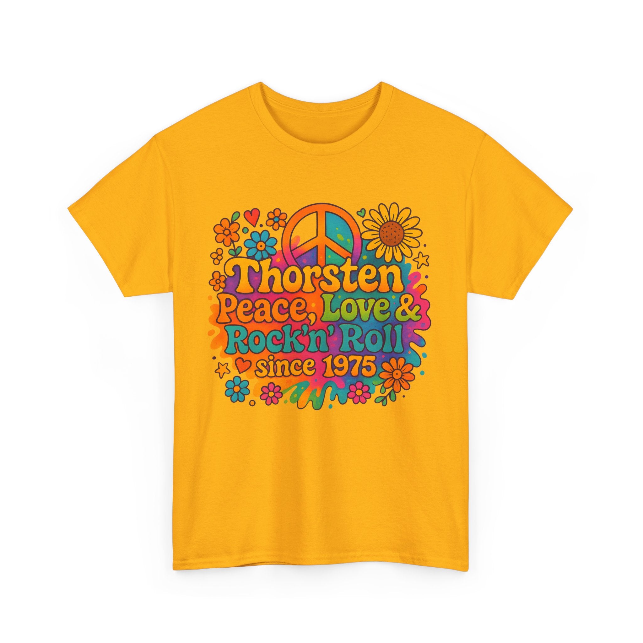 Thorsten, 1975, Retro Peace & Love Tee, Unisex Heavy Cotton Top, Vintage Rock'n'Roll Shirt, Music Lover Gift, 70s Inspired Fashion