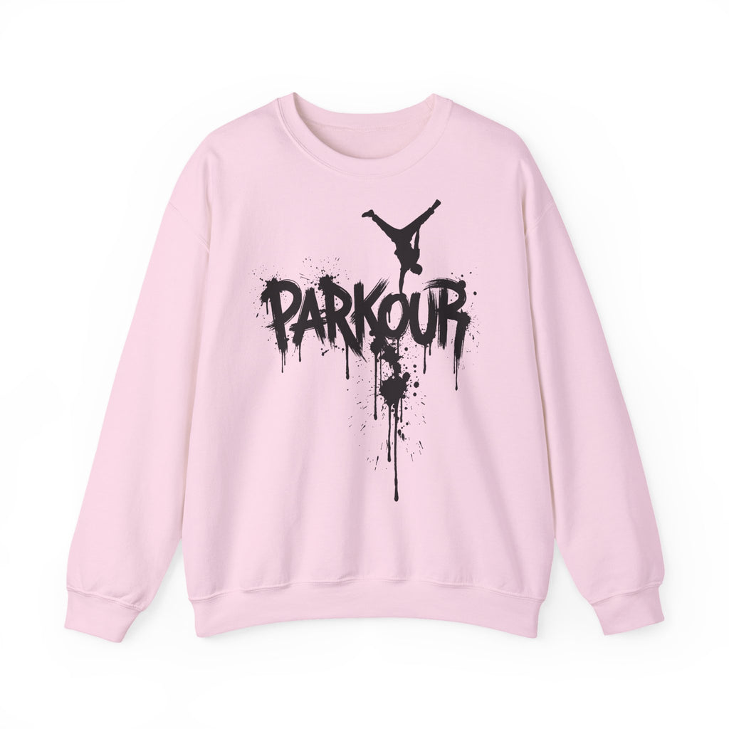 Parkour 05: Frontprint, Unisex Sweatshirt - Urban Stunt Silhouette Crewneck