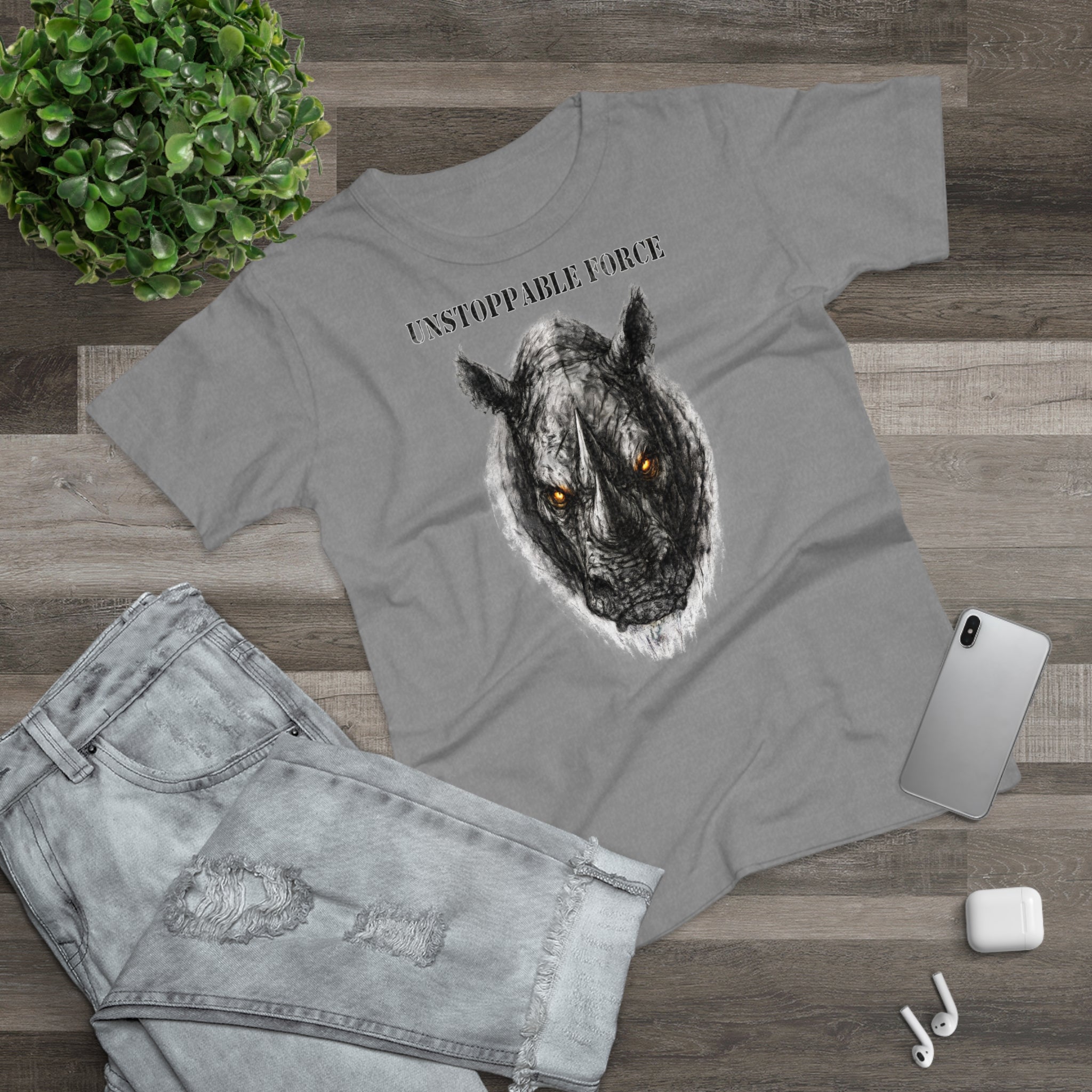 Nashorn: Frontprint, Womens' T-Shirt - Animal-Collection