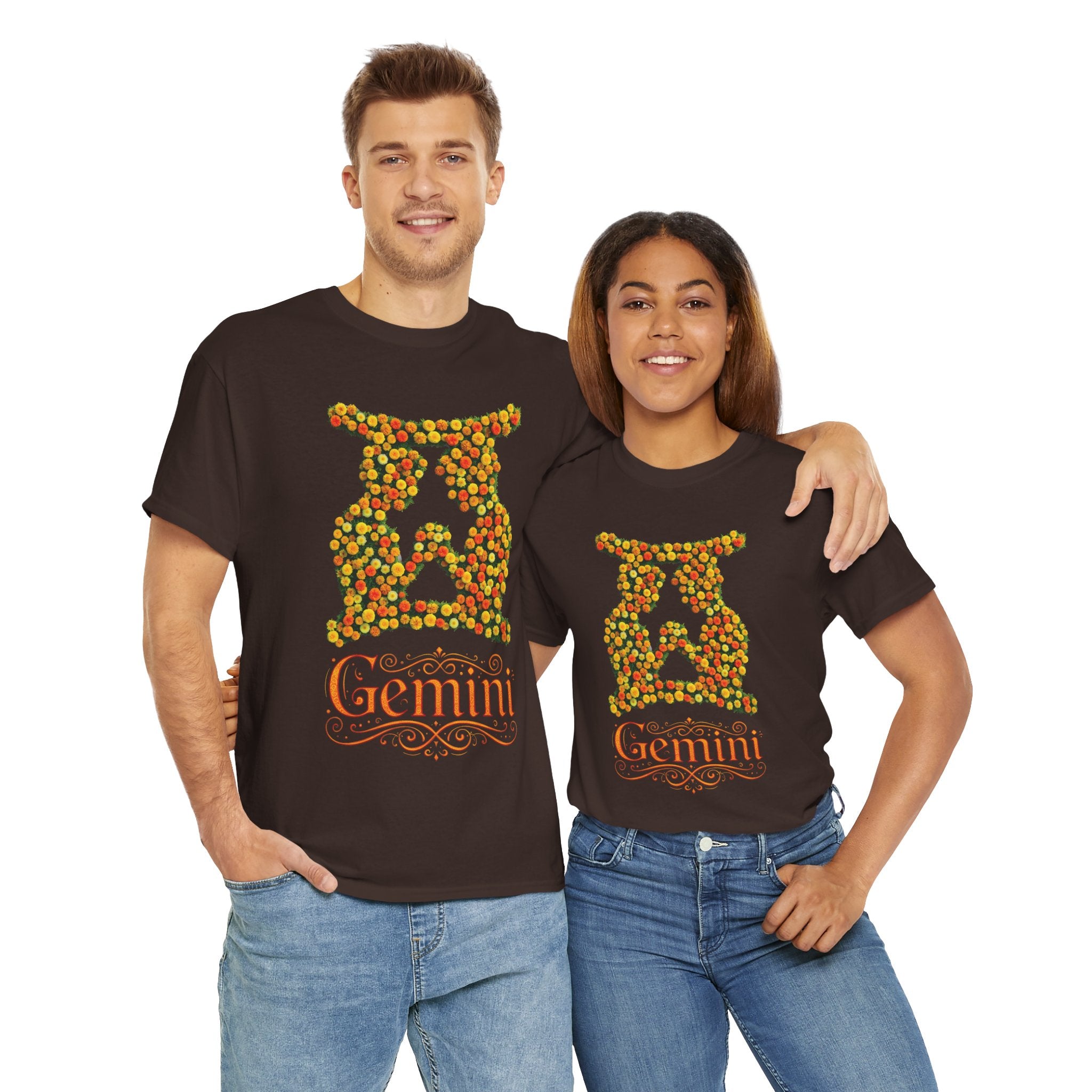 Gemini Floral Zodiac Shirt, Astrology Gift, Horoscope Apparel, Birthday Tee, Personalized T-Shirt