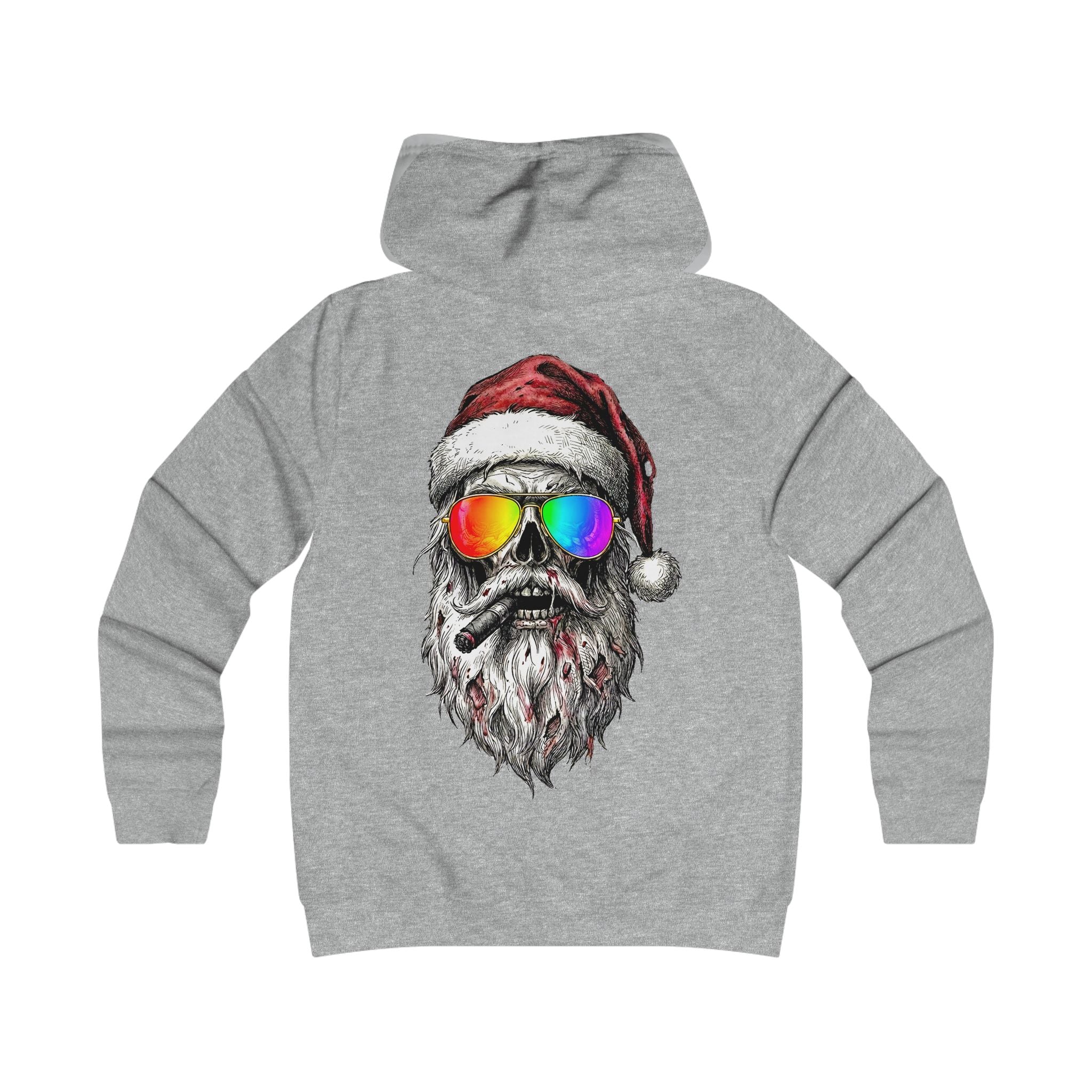Pilot-Santa: Backprint, Womens' Hoodie, Skull Cool Retro Sunglasses Holiday Sweatshirt