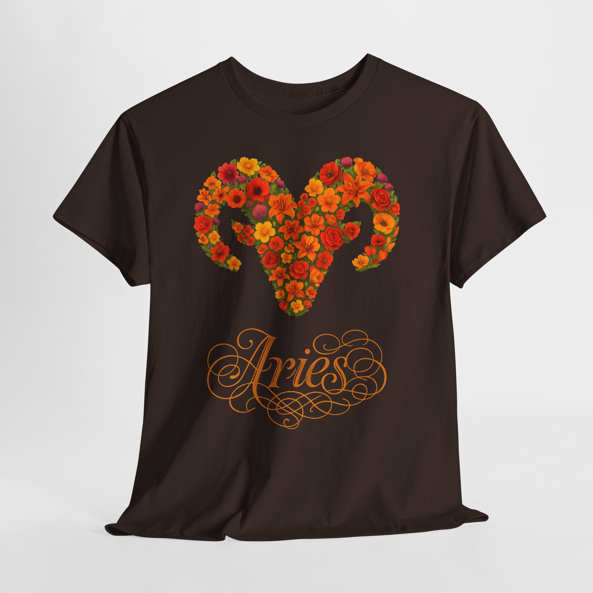 Widder: Frontprint, Unisex T-Shirt - Florales Sternzeichen Astrologie (Aries)