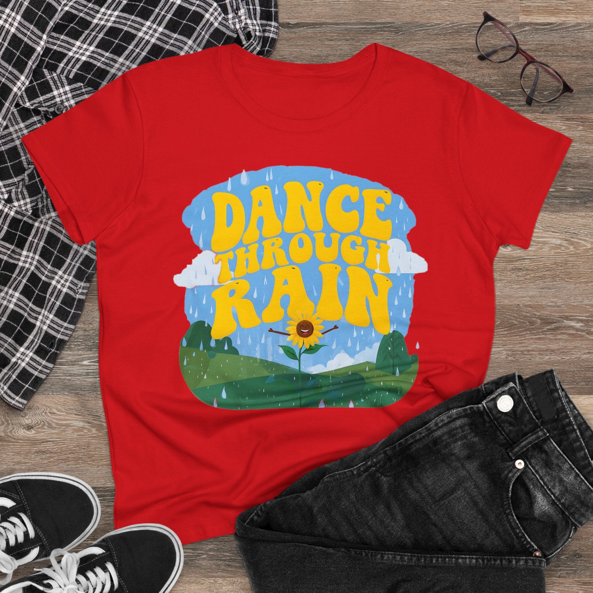 Dance through Rain - Miss Positive Vibes: Frontprint, Womens' T-Shirt