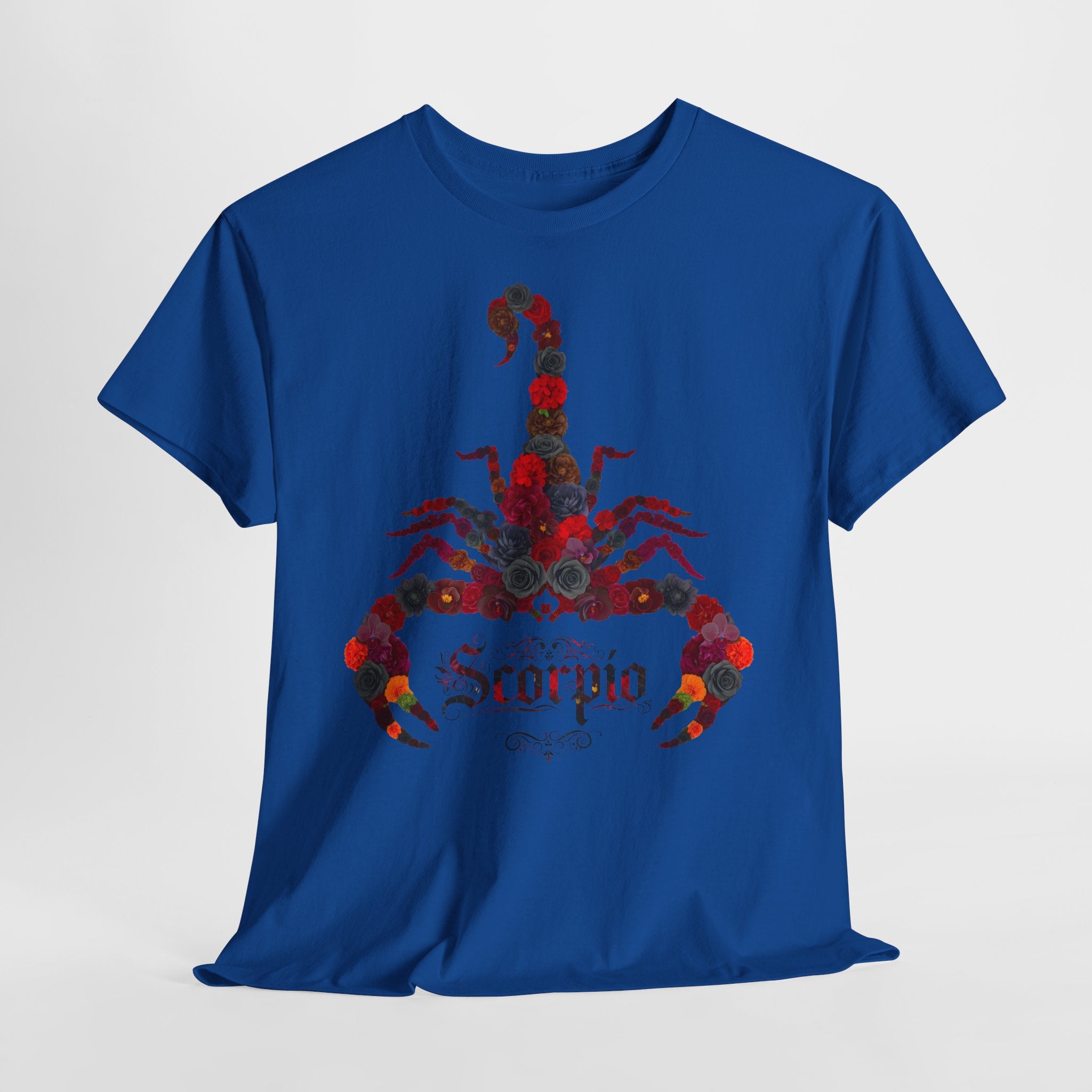 Skorpion: Frontprint, Unisex T-Shirt - Florales Sternzeichen Astrologie (Scorpio)
