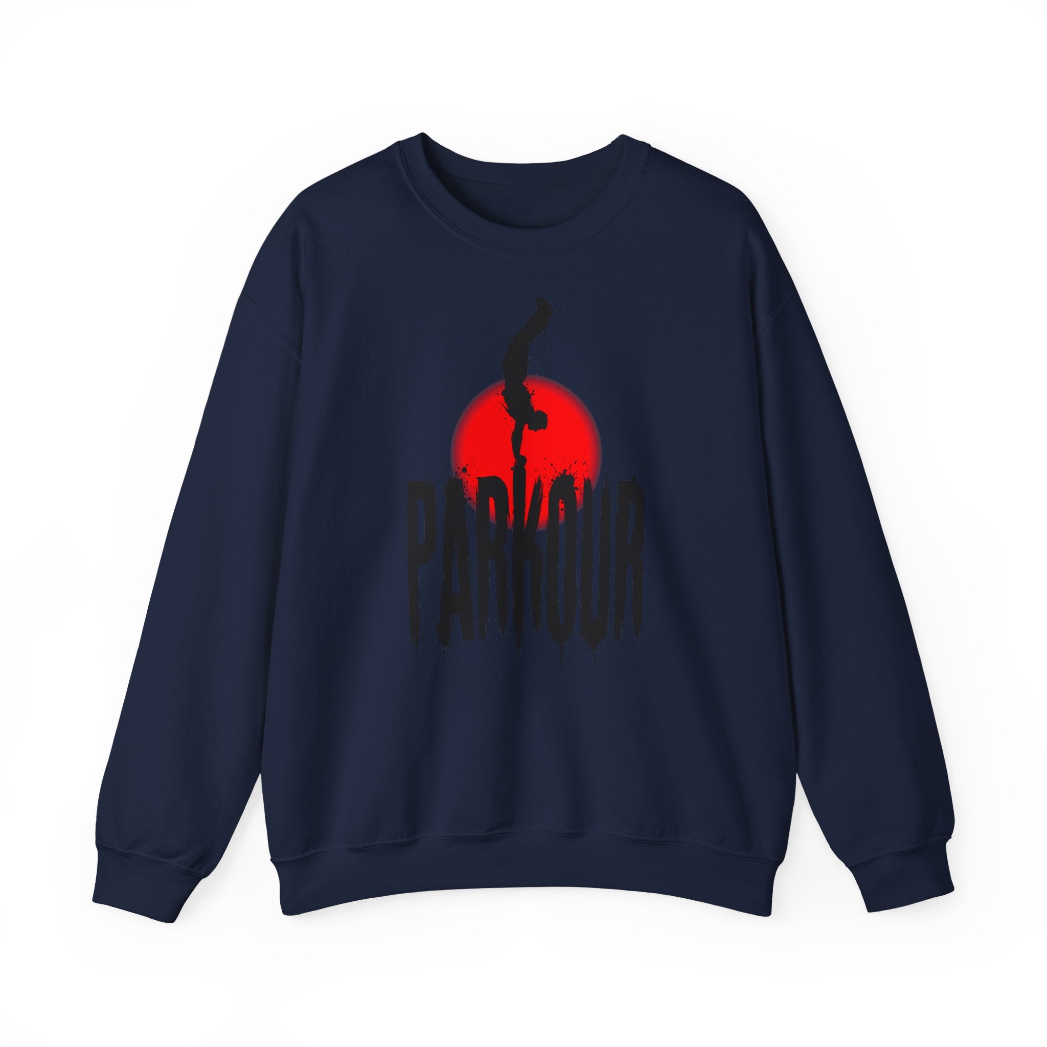 Parkour B: Frontprint, Unisex Sweatshirt - Urban Stunt Silhouette Crewneck