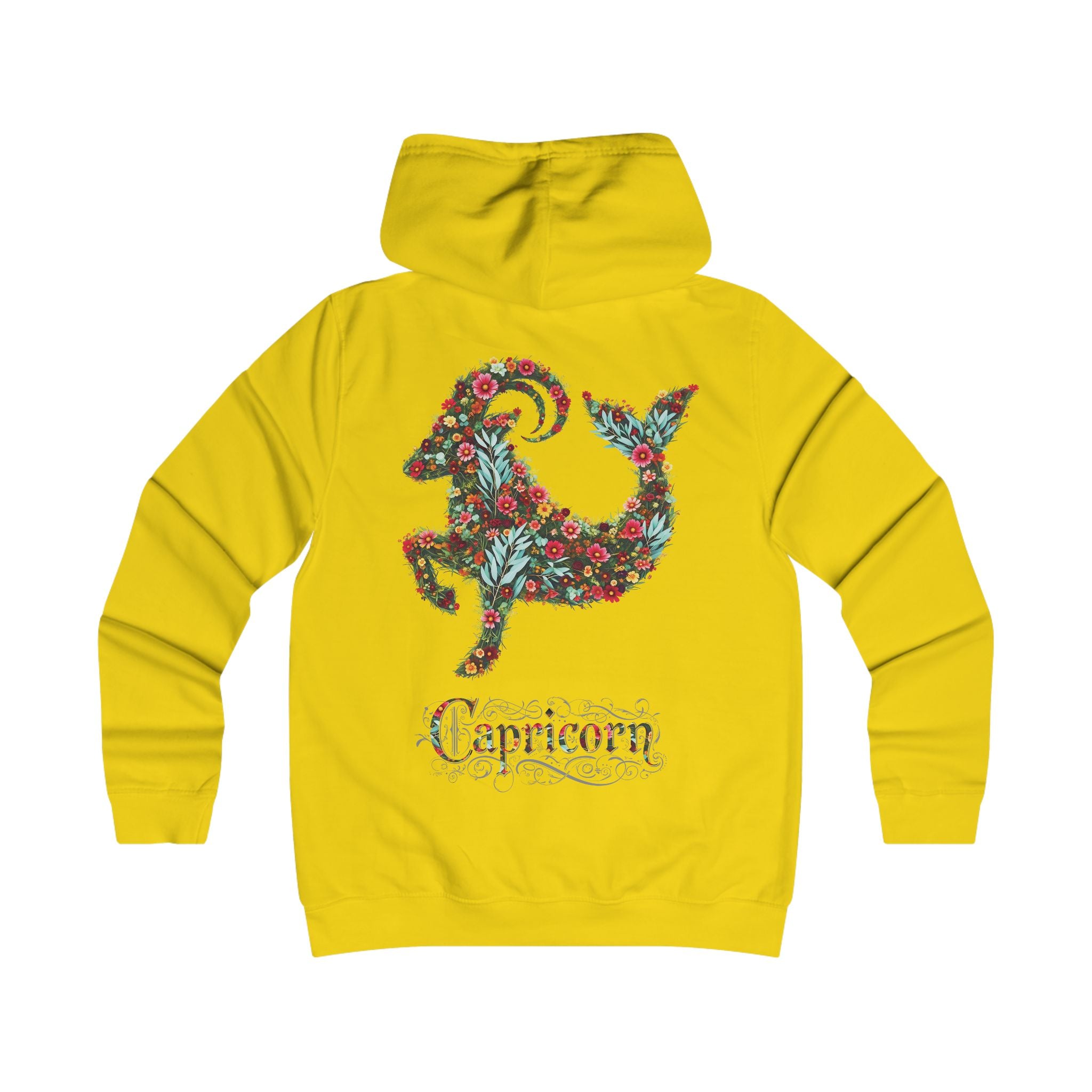 Steinbock: : Backprint, Womens' Hoodie - florales Sternzeichen, Zodiac (Capricorn)