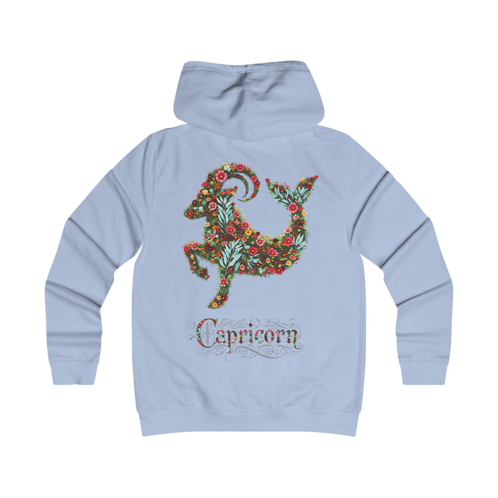 Steinbock: : Backprint, Womens' Hoodie - florales Sternzeichen, Zodiac (Capricorn)