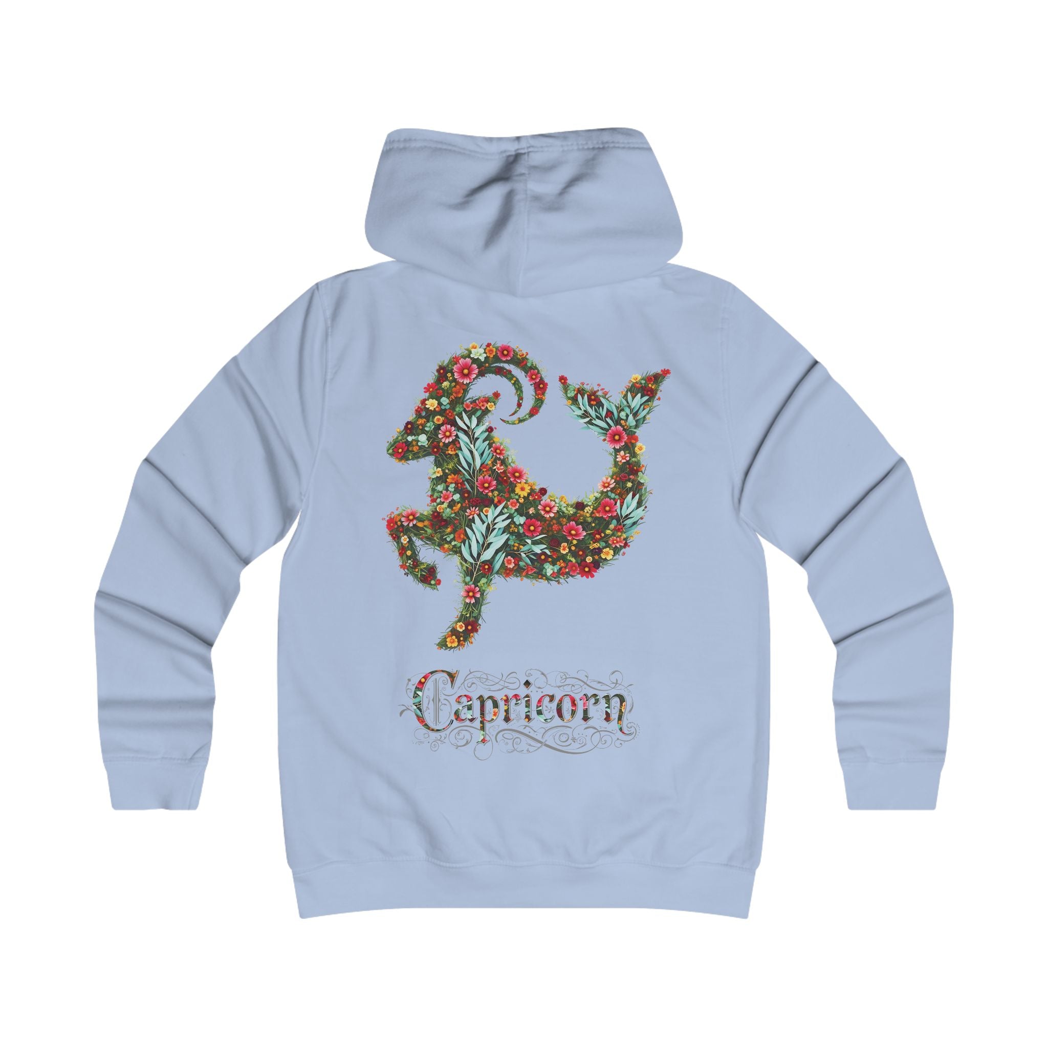 Steinbock: : Backprint, Womens' Hoodie - florales Sternzeichen, Zodiac (Capricorn)