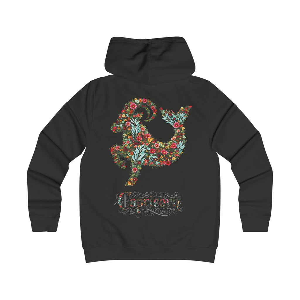 Steinbock: : Backprint, Womens' Hoodie - florales Sternzeichen, Zodiac (Capricorn)