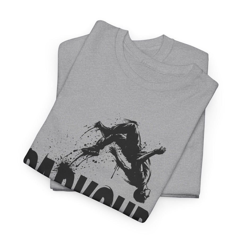 Parkour 06: Frontprint, Unisex T-Shirt - Urban Stunt Silhouette Crewneck
