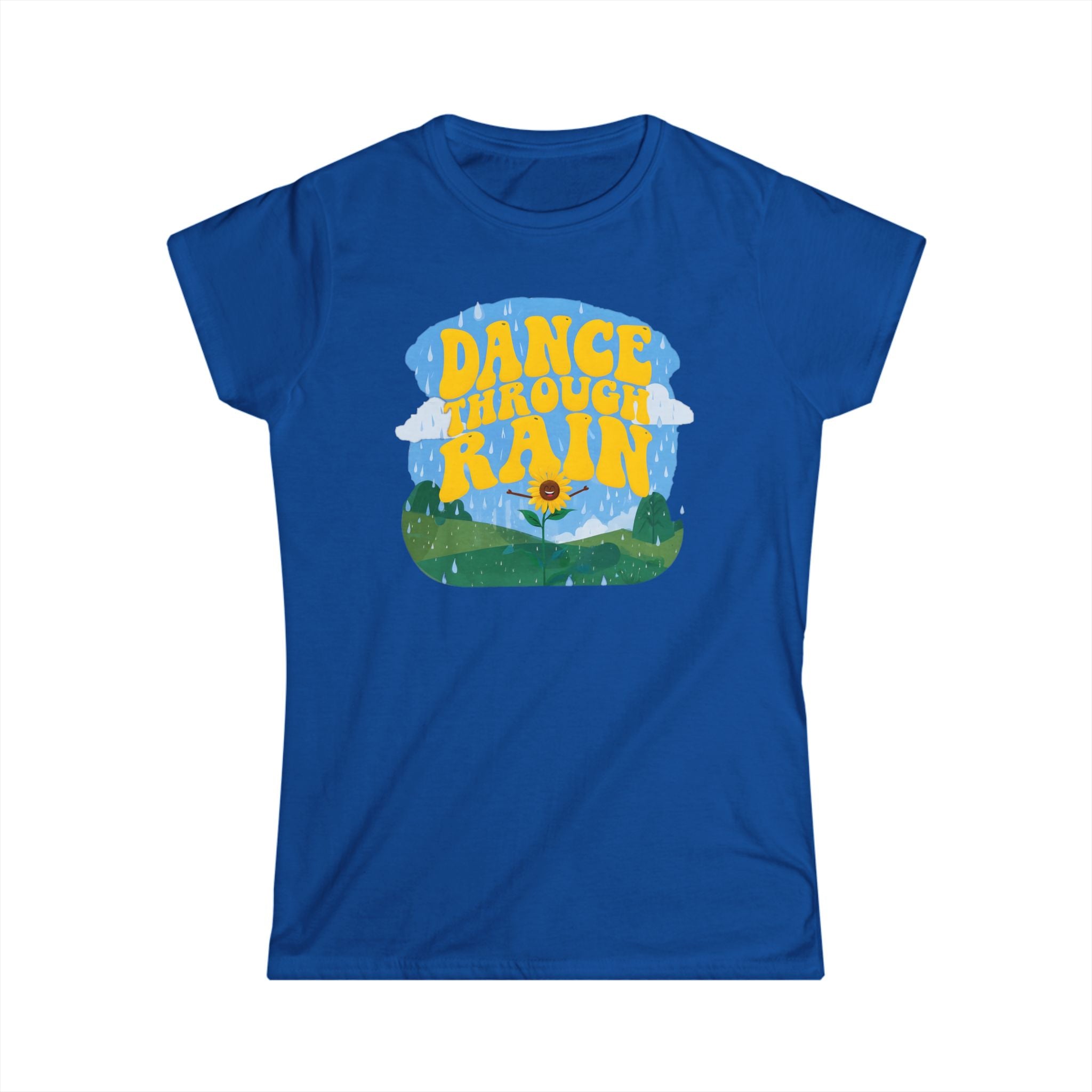 Dance Through Rain - Women's Tee - Gift for Nature Lovers, Inspirational T-Shirt, Motivational Apparel for Rainy Days, Comfy Casual Wear