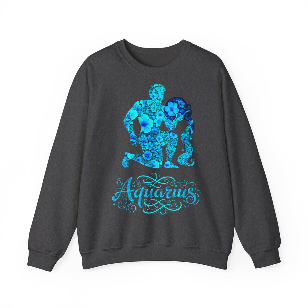 Wassermann: Frontprint, Unisex Sweatshirt, florales Sternzeichen, Astrologie Zodiac (Aquarius)