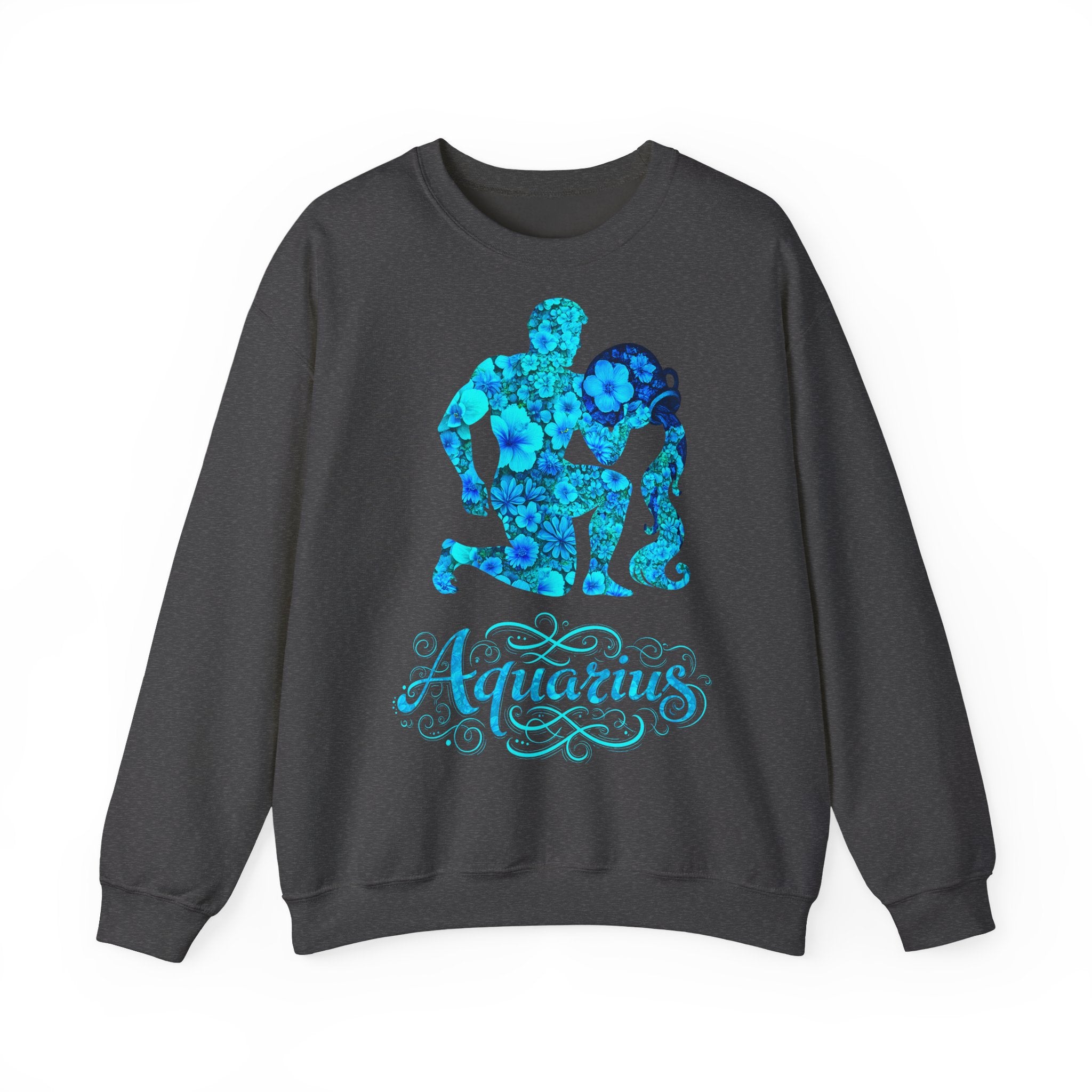Wassermann: Frontprint, Unisex Sweatshirt, florales Sternzeichen, Astrologie Zodiac (Aquarius)
