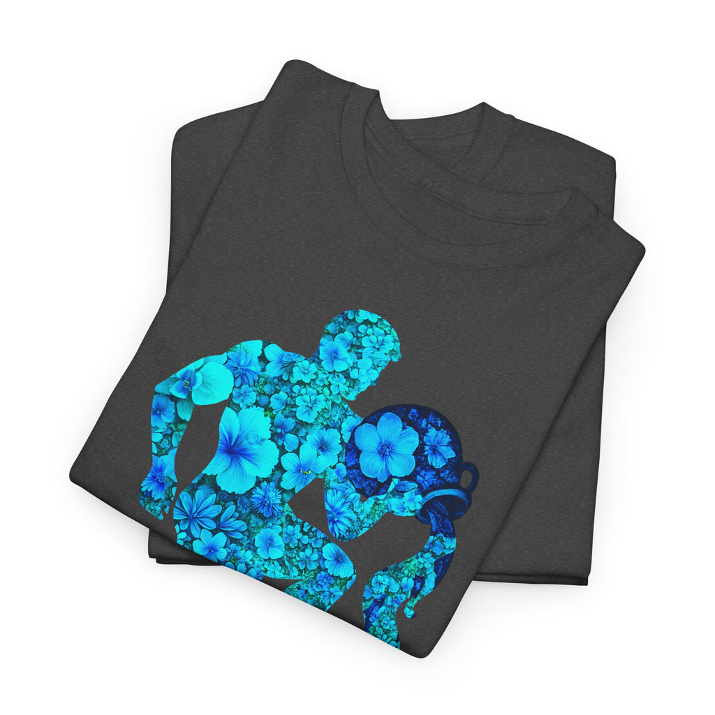 Wassermann: Frontprint, Unisex T-Shirt - Florales Sternzeichen Astrologie (Aquarius)