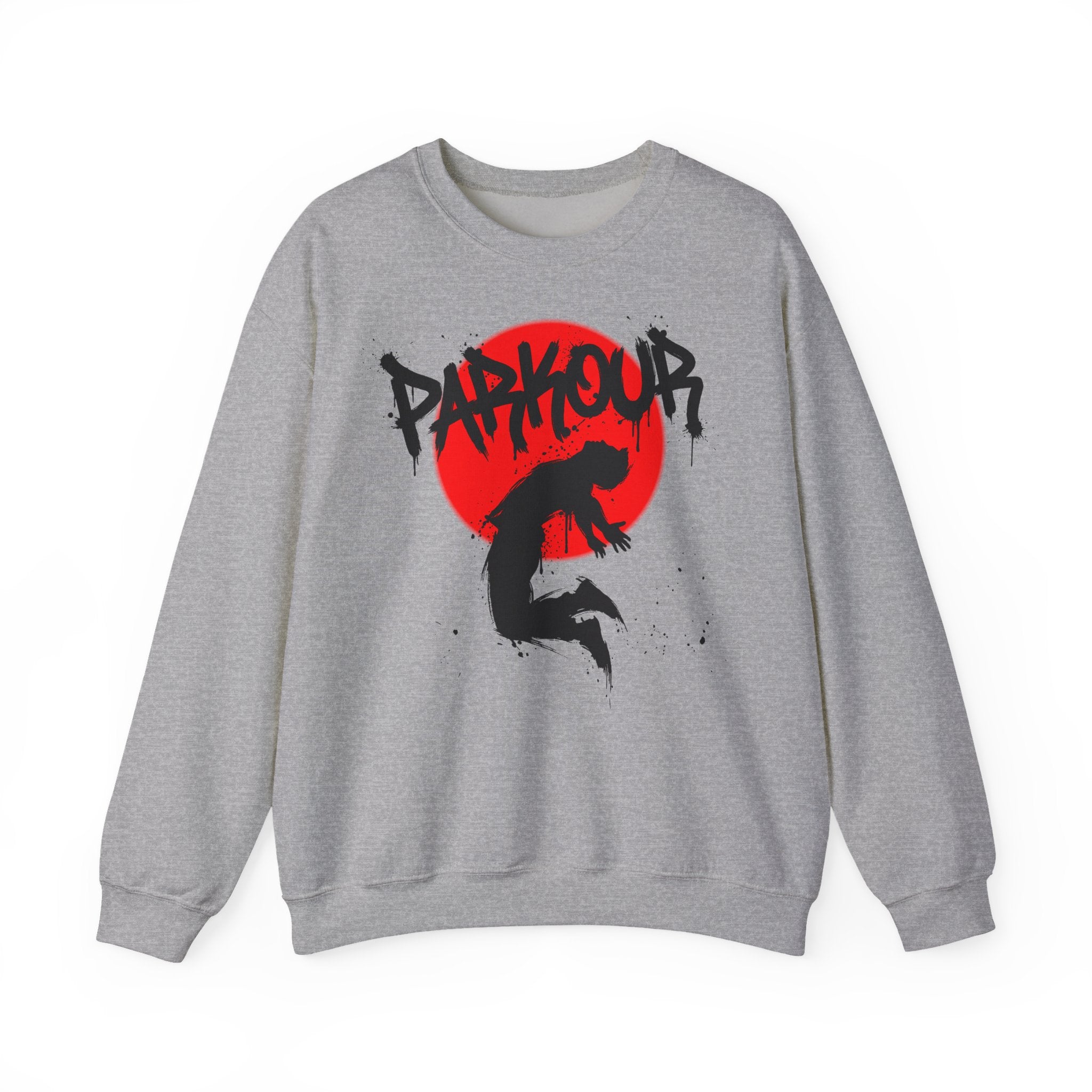 Parkour A: Frontprint, Unisex Sweatshirt - Urban Stunt Silhouette Crewneck