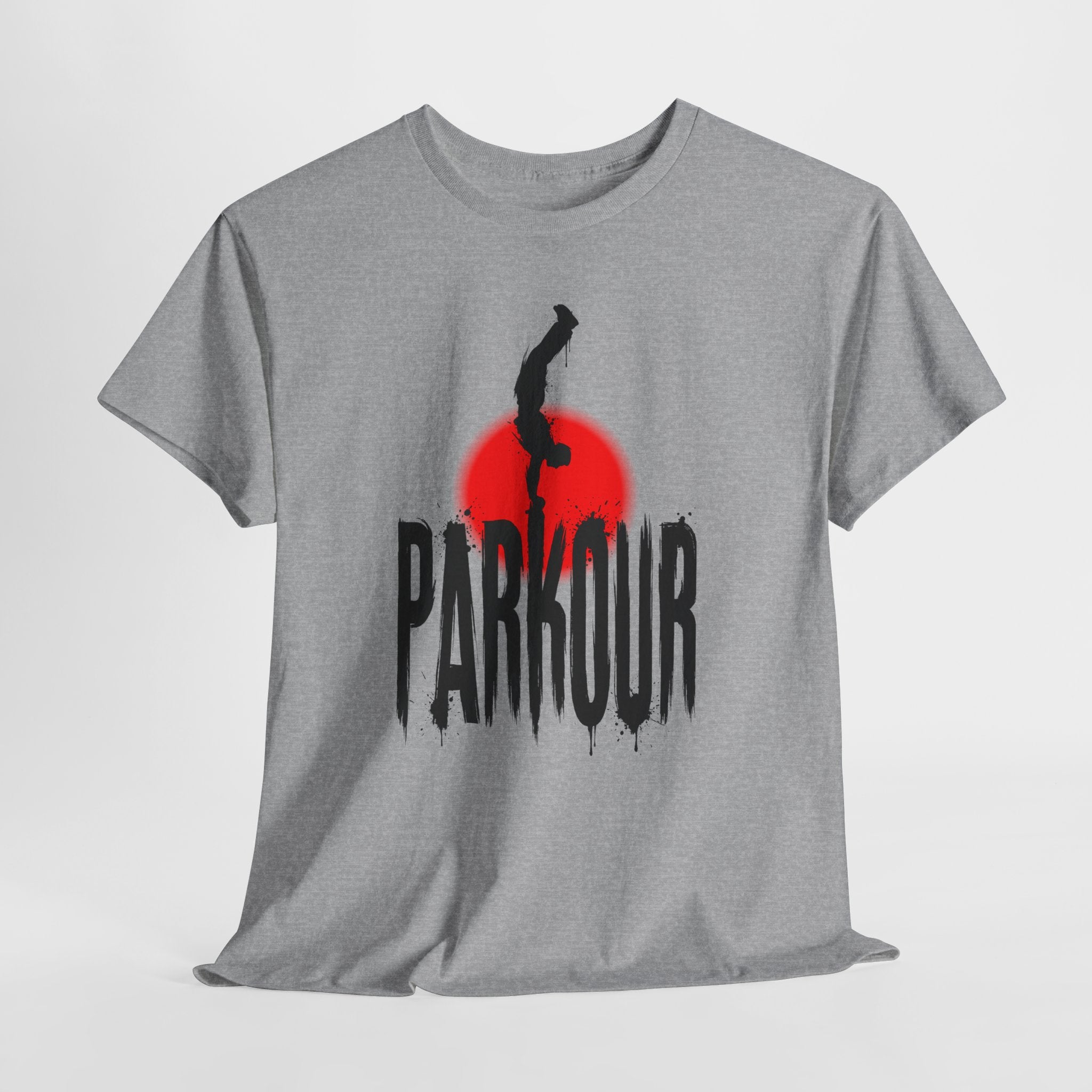 Parkour B: Frontprint, Unisex T-Shirt - Urban Stunt Silhouette Crewneck