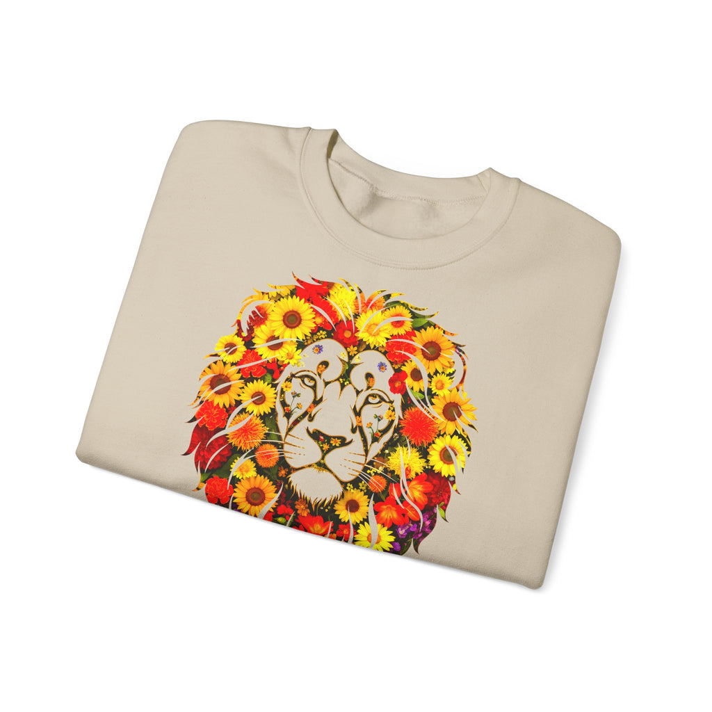 Löwe: Frontprint, Unisex Sweatshirt, florales Sternzeichen, Zodiac Astrologie (Leo)