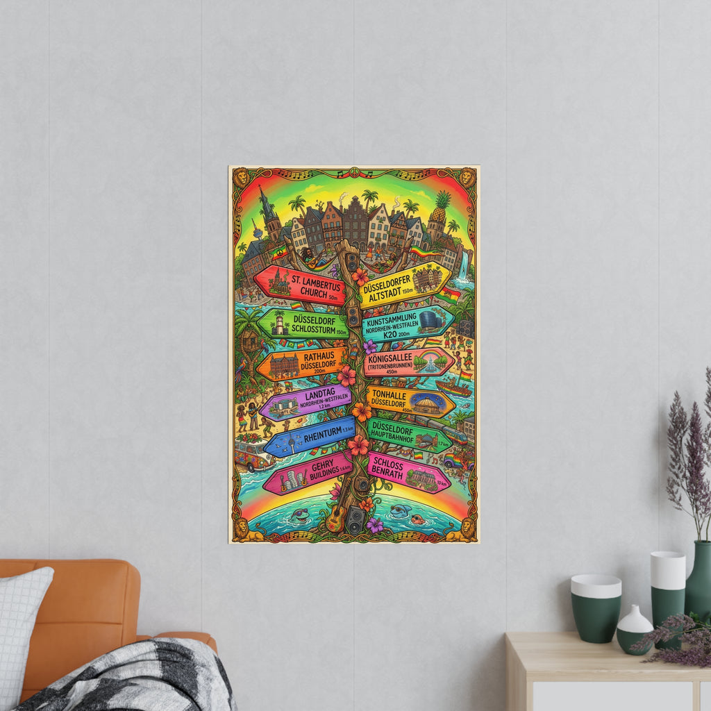 Poster 60 x 90: Düsseldorf Reggae-Signpost - Wall Art