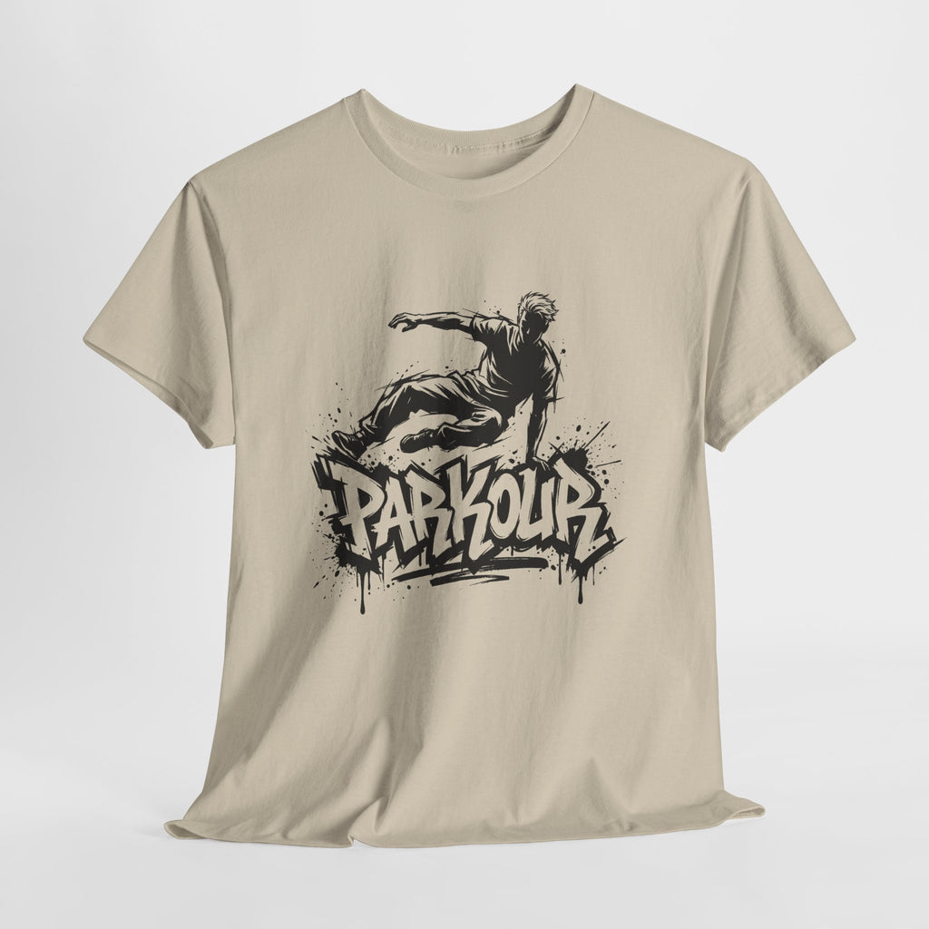 Parkour 07: Frontprint, Unisex T-Shirt - Urban Stunt Silhouette Crewneck