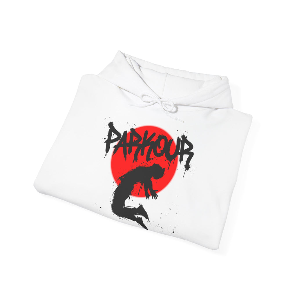 Parkour A: Frontprint, Unisex Hoodie - Urban Stunt Silhouette
