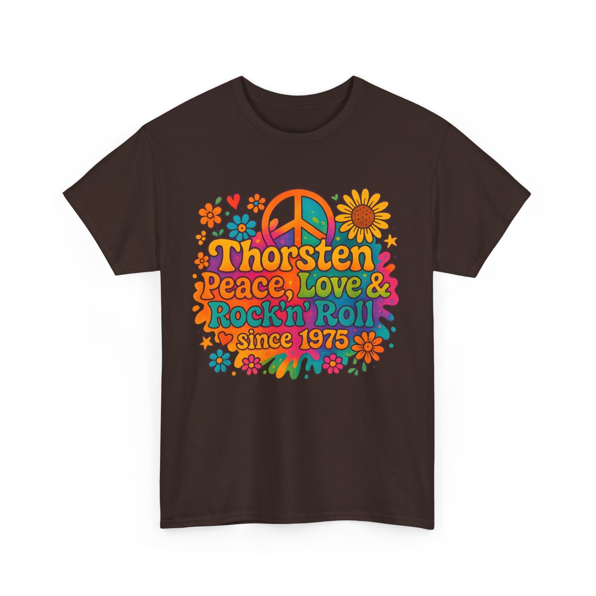 Thorsten, 1975, Retro Peace & Love Tee, Unisex Heavy Cotton Top, Vintage Rock'n'Roll Shirt, Music Lover Gift, 70s Inspired Fashion