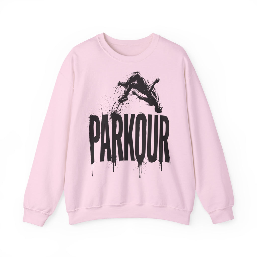 Parkour 06: Frontprint, Unisex Sweatshirt - Urban Stunt Silhouette Crewneck