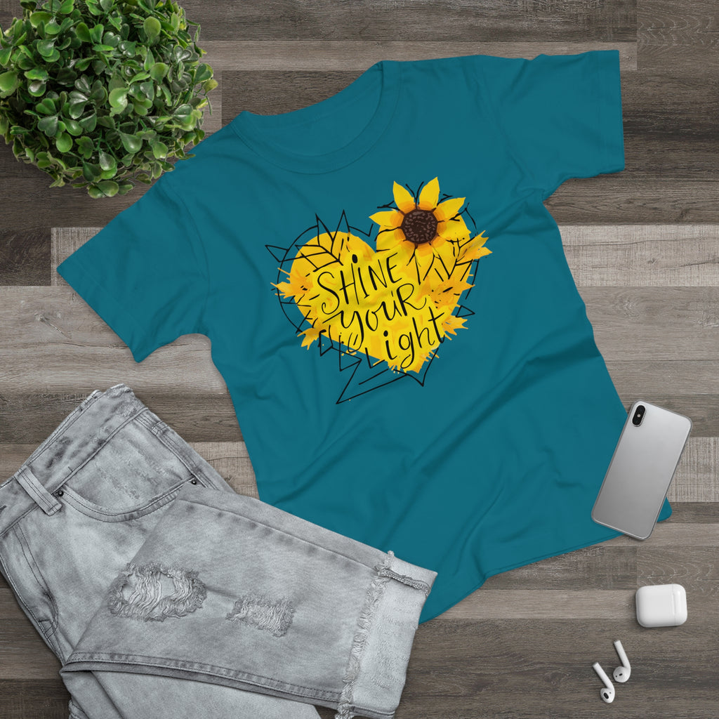 Sunflower Heart, Frontprint, Womens' T-Shirt, Shine Your Light